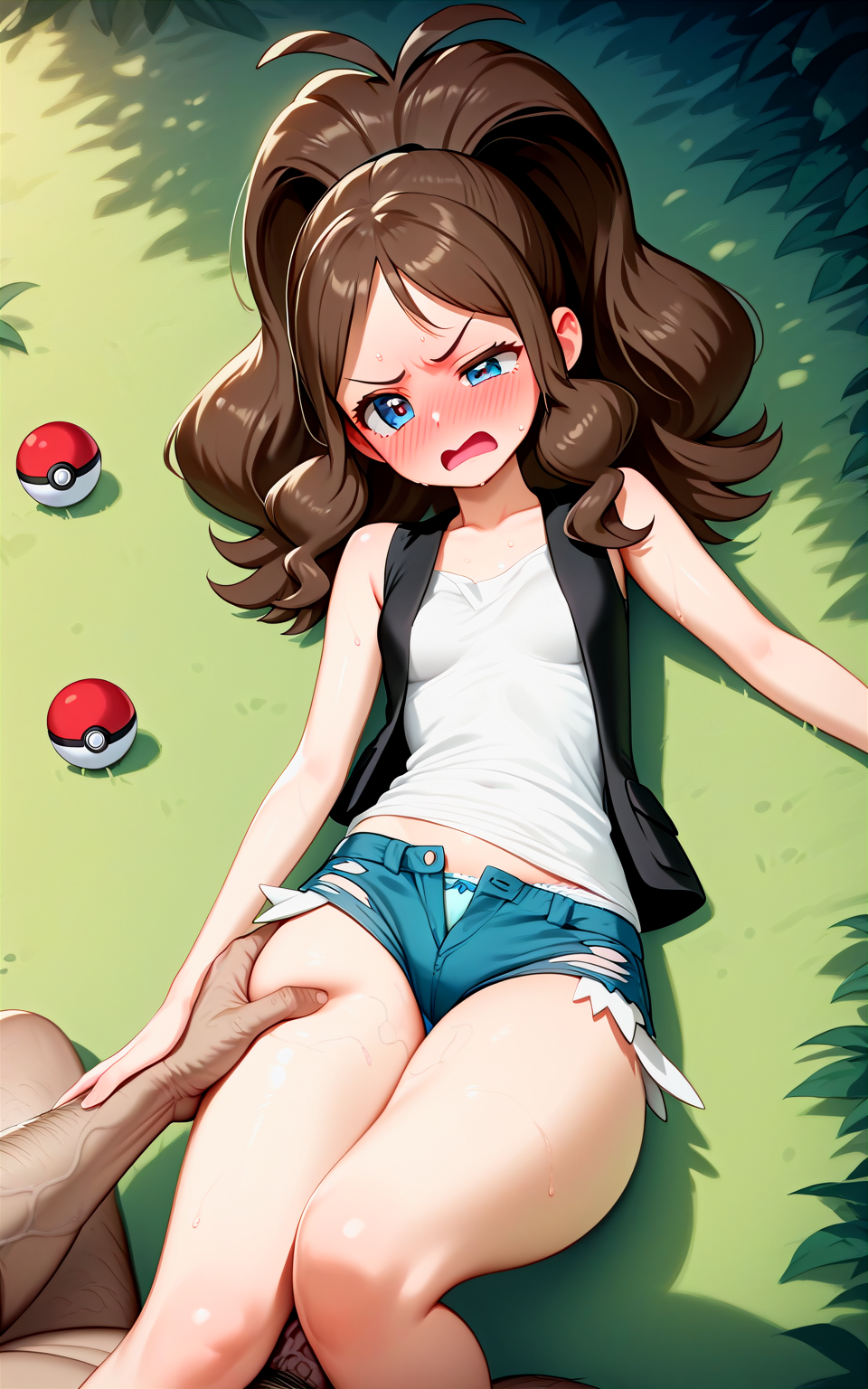 adult_and_teenager age_difference ai_generated defeated_heroine fat_man hilda_(pokemon) imminent_rape minishorts older_man_and_teenage_girl pokemon pokemon_bw pokemon_trainer rape teenage_girl teenager thick_thighs ugly_bastard