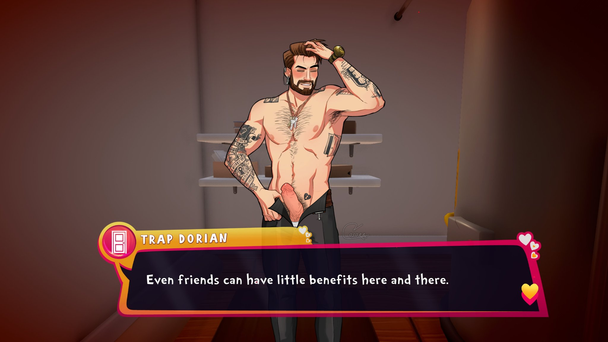 abs, armpits, beard, big penis, blush, body hair, boner, chest hair, daddy, date everything, dorian (date everything), erection, facial hair, gay, hair, male, male focus, male only, mature male, muscular, muscular male, nipples, pecs, penis, penis out, precum, presenting, presenting penis, pubic hair, smile, smirk, solo, solo male, standing, trap dorian, underwear