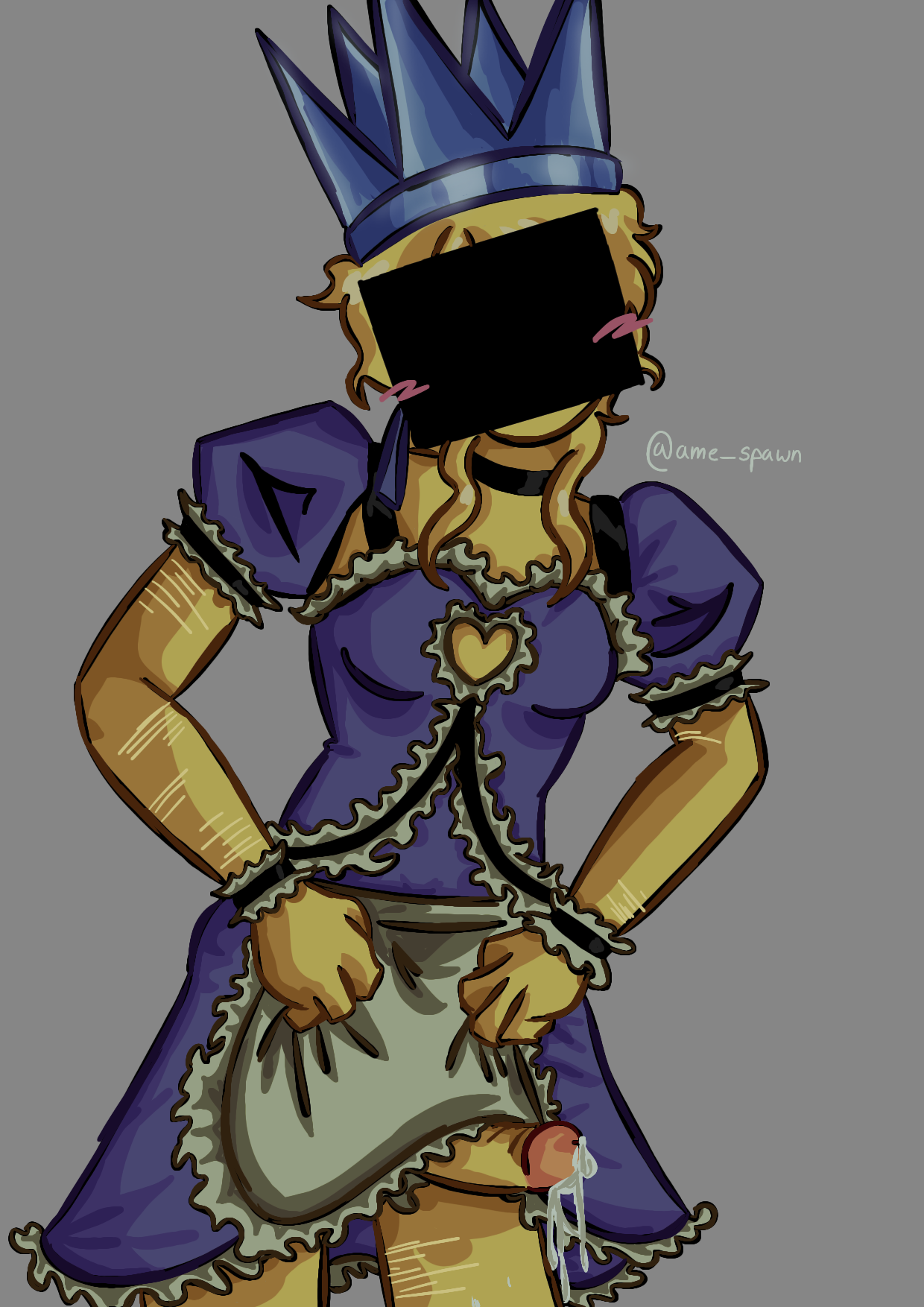 ame spawn, artist name, censored face, cum, cum drip, forsaken (roblox), itrapped, itrapped (forsaken), maid outfit, male, penis, penis out, roblox, roblox game, robloxian, self upload, tagme
