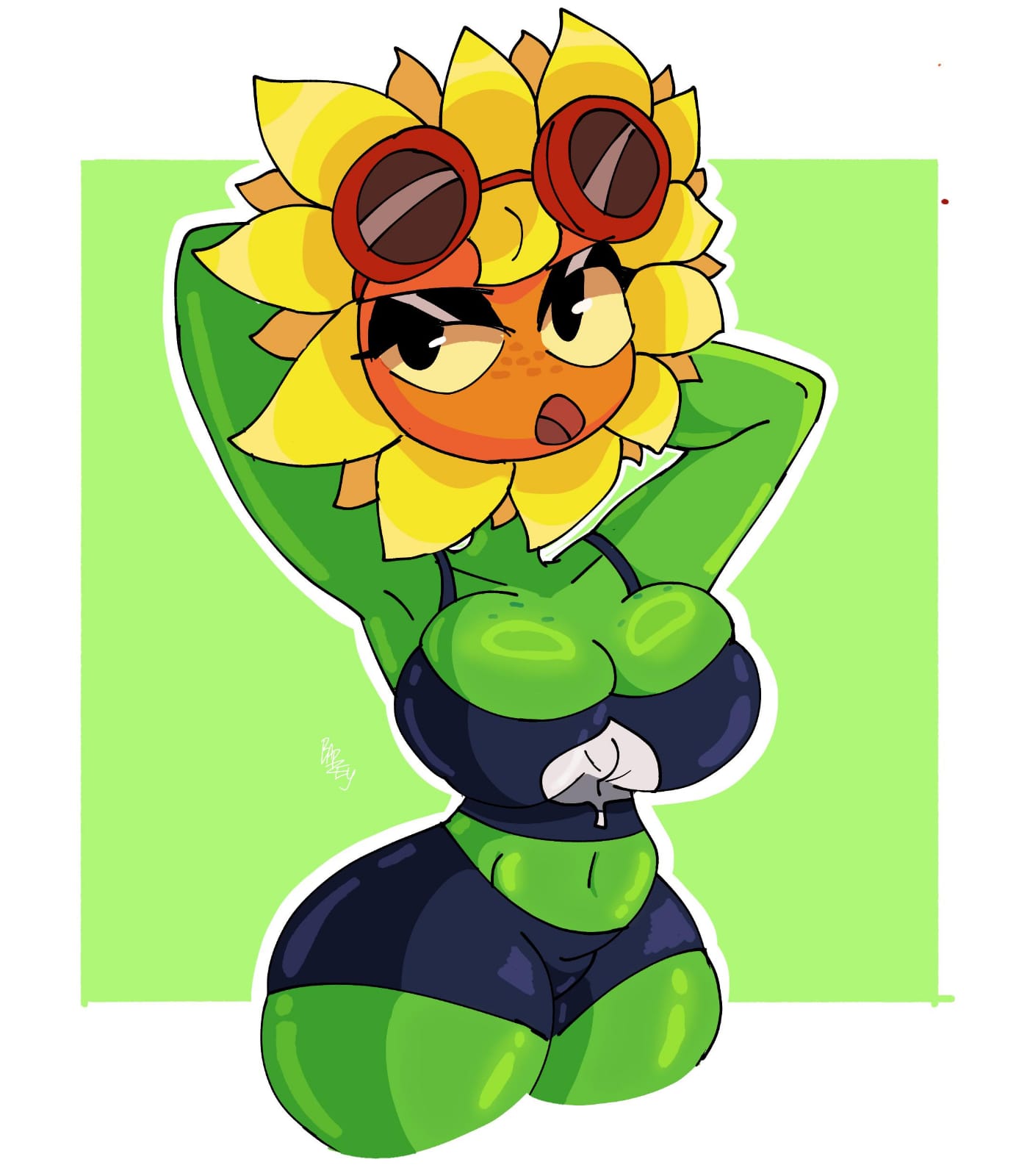 1girls anthro anthrofied ass bapzey_bot_(artist) breasts breasts female flora_fauna plant plant_girl plant_humanoid plantie plants_vs._zombies plants_vs_zombies popcap_games pussy solar_flare_(pvz) sunflower_(pvz)