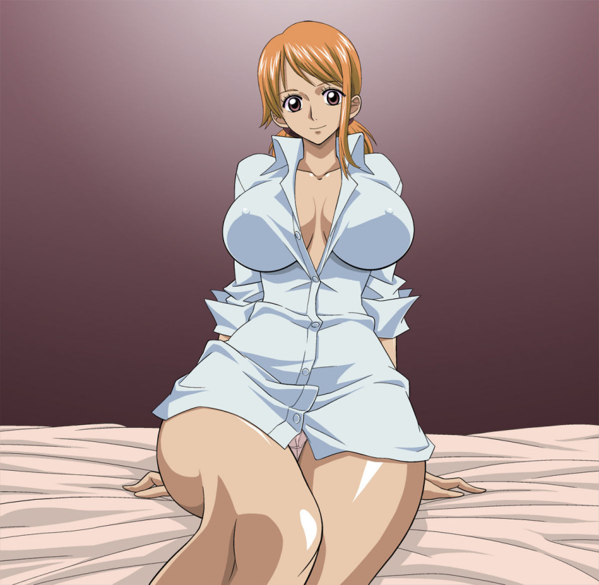 1girls, big breasts, breasts, female, female only, nami (one piece), nel-zel formula, one piece, orange hair, orange-haired female, pre-timeskip, solo
