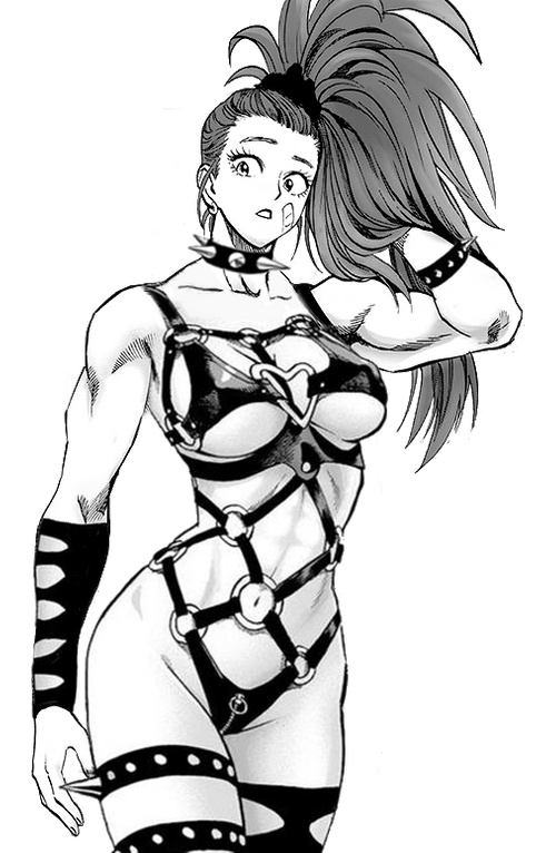 1girls abs bondage_outfit captain_mizuki female huge_breasts kaijin_hime_do-s_(cosplay) long_hair muscular_female naughty_face one-punch_man seductive six_pack solo strong thick_thighs