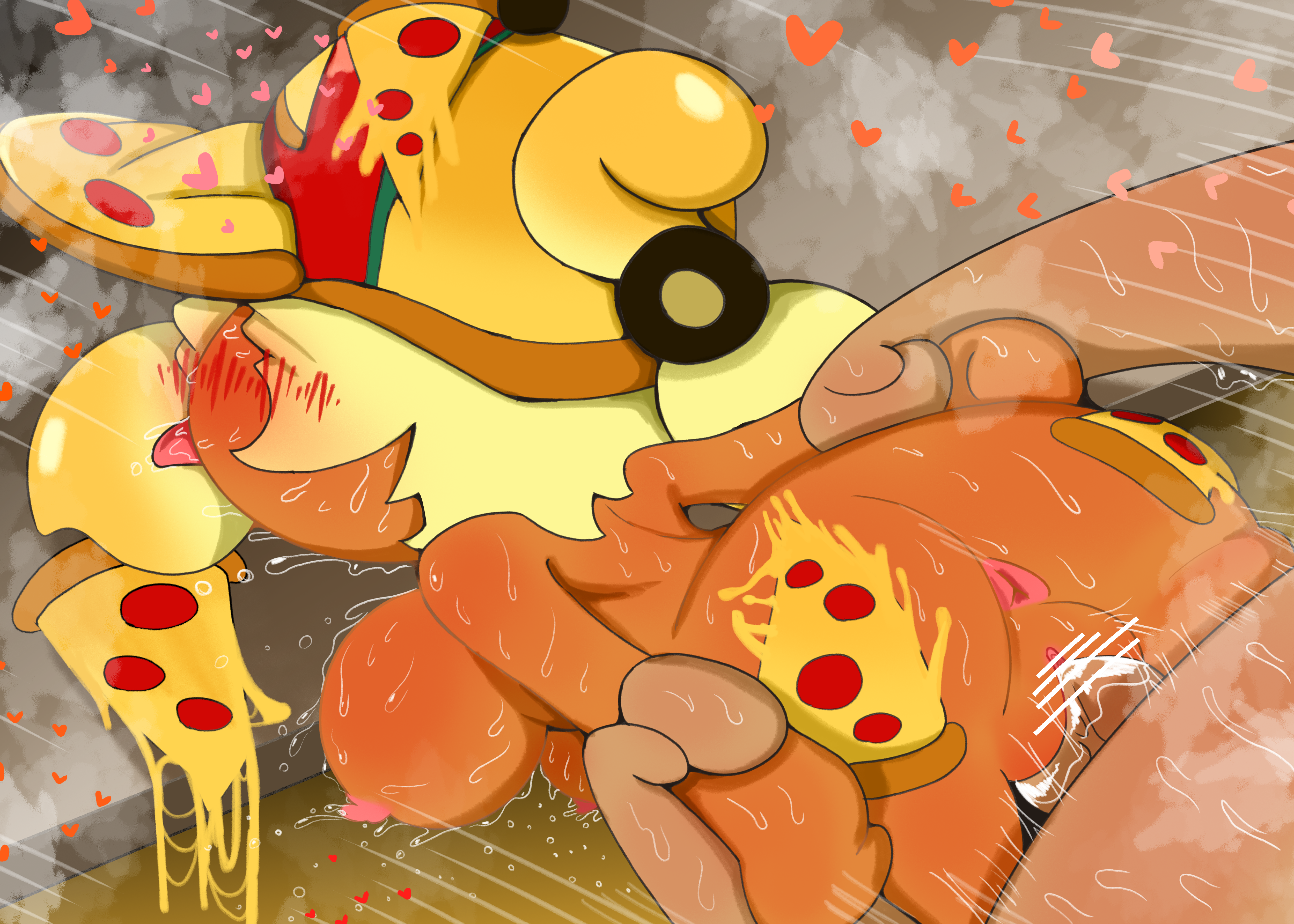1boy1girl, blonde hair, cookie run, cookie run ovenbreak, female, grabbing arms, hardcore maniac, male, penis, penis in pussy, pizza cookie, pizza girl, pussy, sex from behind, tagme, tongue out, vaginal penetration, very sweaty