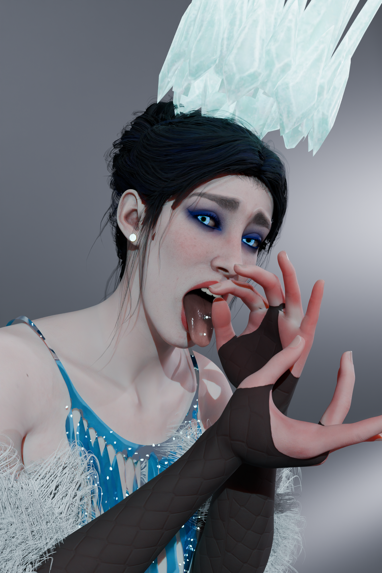 1girls, 3d, assertive, assertive female, black hair, blender, blender (software), blender cycles, blowjob, blowjob face, blowjob gesture, blue eyes, crown, eyeshadow, fellatio, fellatio face, fellatio gesture, female, fingering gesture, fur, fur coat, gloves, glowing eyes, ice, lipstick, long gloves, pierced tongue, piercing, piercings, prostate massage, prostate massage gesture, prostate milking, prostate stimulation, prostitution, red lipstick, revealing clothes, russian, russian female, sucre, suggestive, suggestive look, tongue, tongue out, tongue out blowjob, tongue piercing, total war: warhammer, tzarina katarin, useless clothing, warhammer (franchise), warhammer fantasy