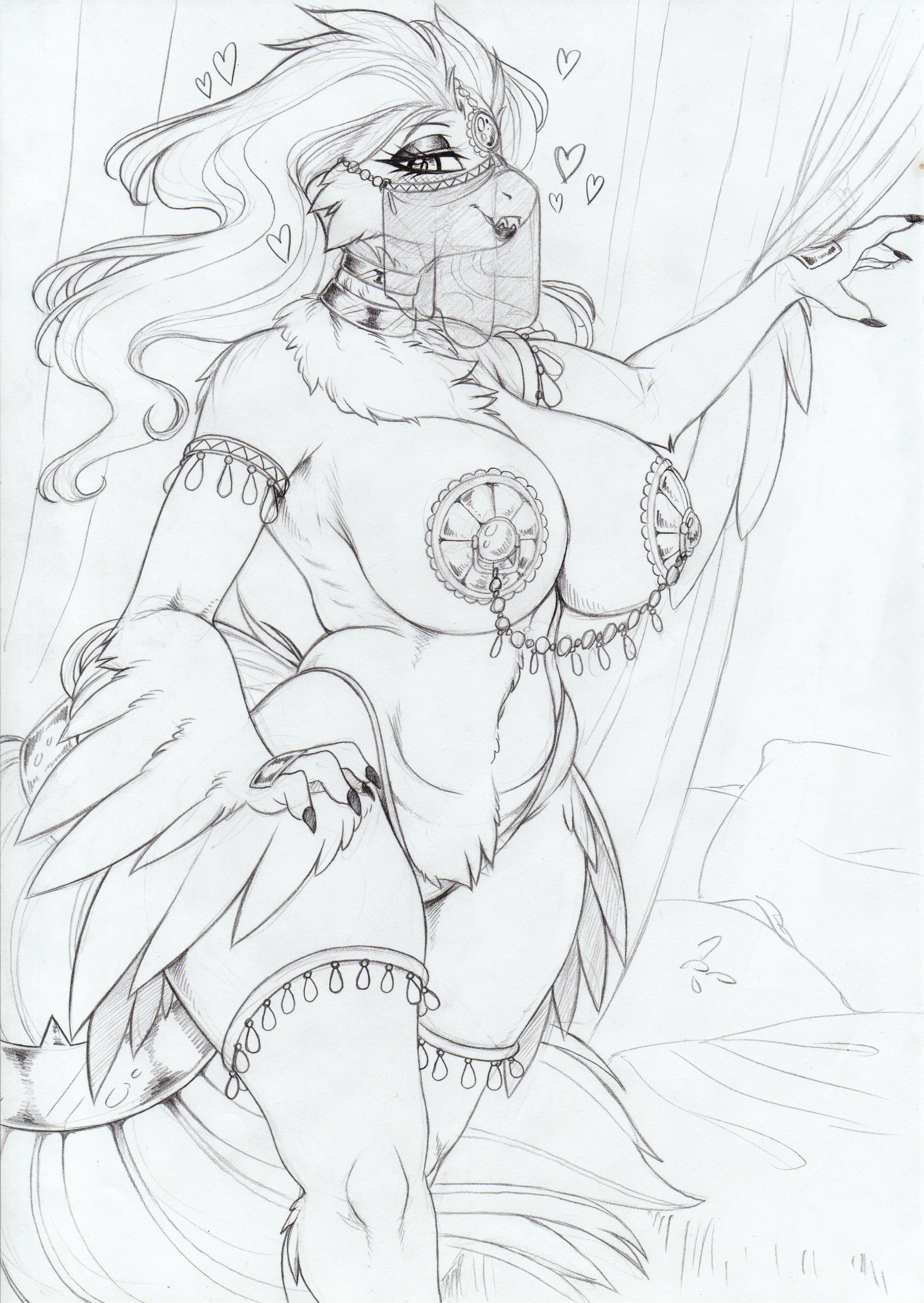 absurd res, anthro, bed, big breasts, biped, breasts, clothing, eyelashes, female, fur, furniture, generation 5 pokemon, heart, hi res, legendary pokemon, legwear, linked nipples, longinius, nintendo, panties, pasties, pillow, pokemon, pokemon (species), pupils, reshiram, smile, solo, tail, thick thighs, thigh highs, underwear, wide hips