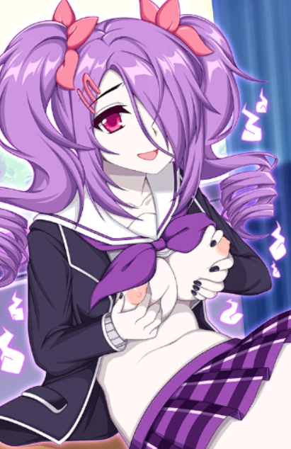 1girls accurate_art_style breast_grab breasts conversation crush_crush female generica ghost ghost_girl nutaku pale-skinned_female pale_skin purple_hair sad_panda_studios white_skin