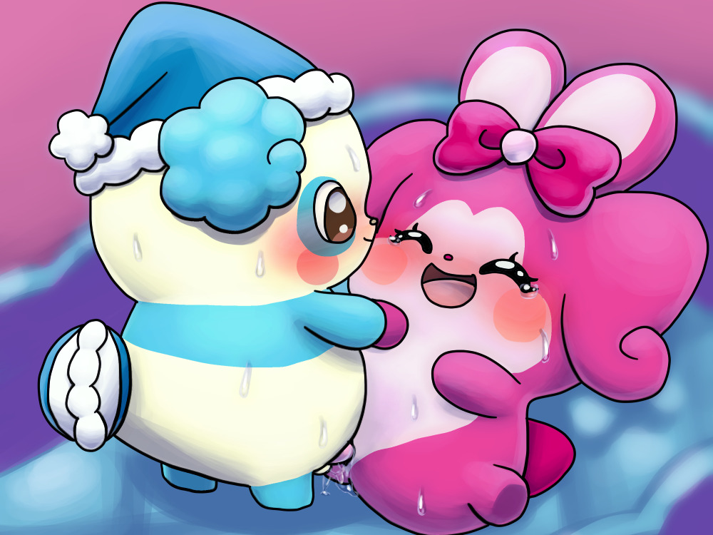 4:3 anthro anthro_on_anthro blue_fur blush bodily_fluids brown_eyes cocotama female fur hirake!_cocotama male mammal open_mouth penetration penis pillow_(cocotama) pink_fur pussy ribbon_(cocotama) ribbons semi-anthro sex straight sweat tears vaginal_penetration white_fur 九尾