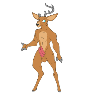 1boy anthro antlers athletic athletic_male base cervid diphallia diphallism horn low_res male male_only mammal multi_penis penis samalamb-bases solo solo_male