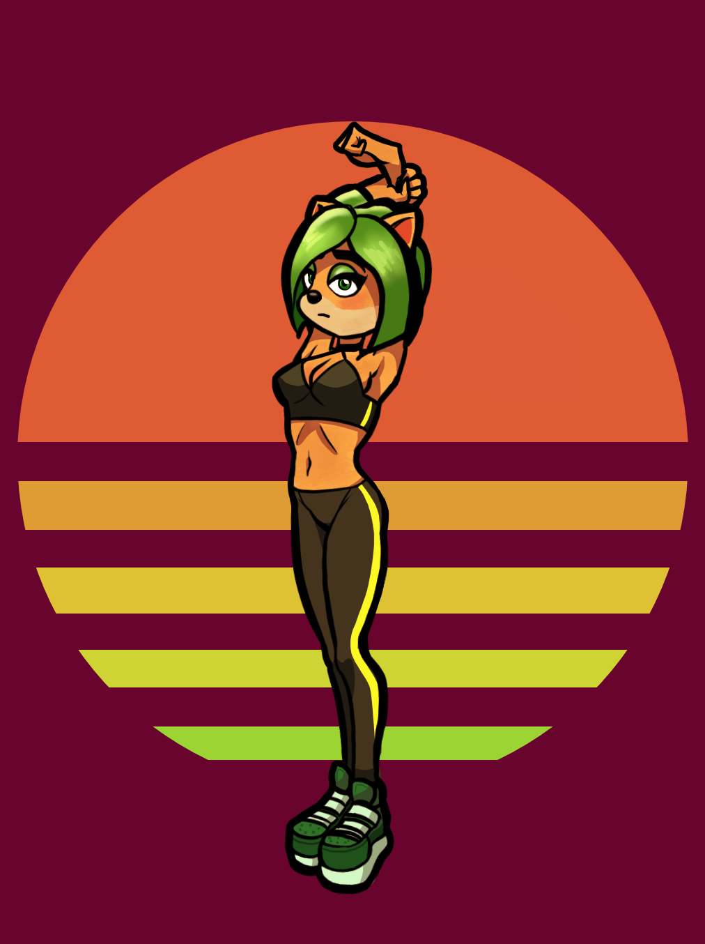 ami_bandicoot crash_(series) crash_team_racing furry green_hair tagme workout