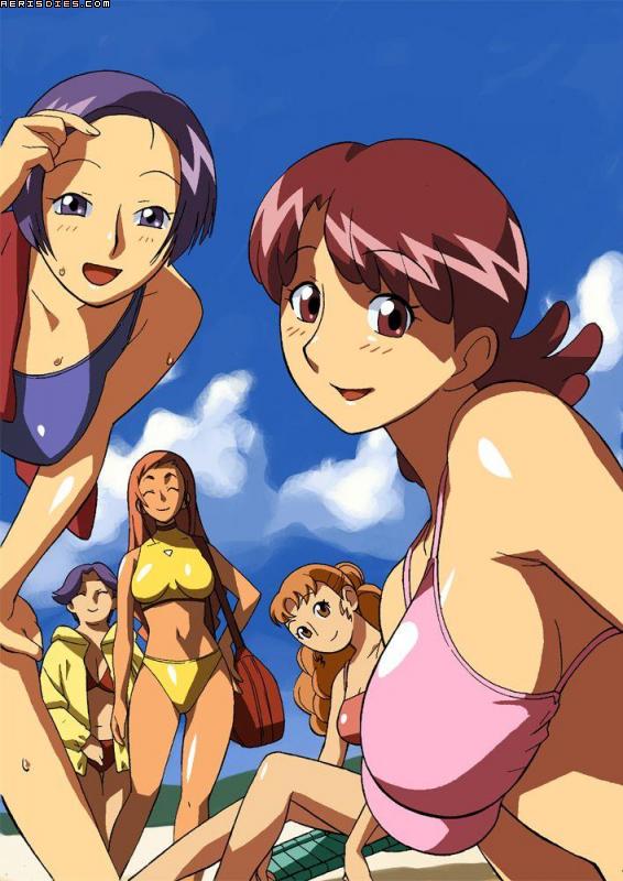 5girls atsuko_okamura beach bikini breasts curvaceous female female_only haruka_harukaze housewife human large_breasts light-skinned_female light_skin long_hair looking_at_viewer married_woman miho_segawa milf minori_asuka mother multiple_girls ojamajo_doremi purple_hair red_eyes red_hair reiko_fujiwara short_hair volvox