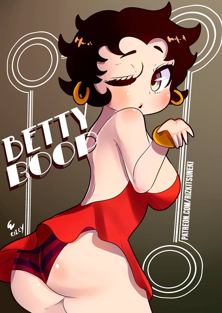 art_deco ass ass_up background betty_boop big_breasts black_hair dress flapper miiyauwu red_dress red_skirt rizkitsuneki striped_panties tagme upskirt wink