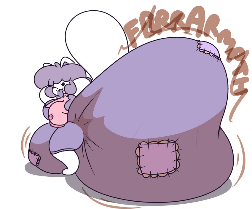 absurd res, anthro, big diaper, blush, bottomwear, bulging patches, clothed, clothing, diaper, diaper fetish, dummydoodles, ears up, excessive feces, fan character, feces, female, half-closed eyes, hi res, hyper, hyper feces, hyper scat, hyper soiling, intentional soiling, jam (shslsadcat), narrowed eyes, overalls, patched clothing, poofy hair, raised tail, scat, scatplay, shortalls, shslsadcat, simple background, sleeves past fingers, soiled diaper, soiling, soiling diaper, solo, sound effects, tail, tem, temmie (undertale), tongue, tongue out, unclean diaper, undertale, undertale (series), underwear, used diaper, wearing diaper, white background