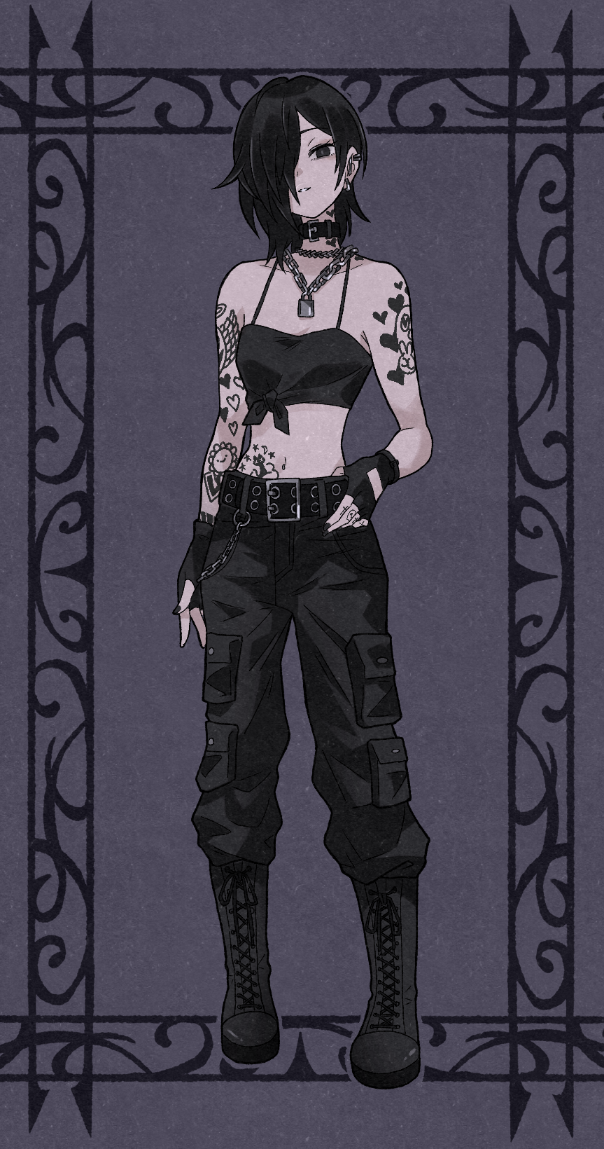 1girls goth goth_fashion goth_girl judy_(sushi_pizza_rrr) looking_at_viewer original_character short_hair sushi_pizza_rrr