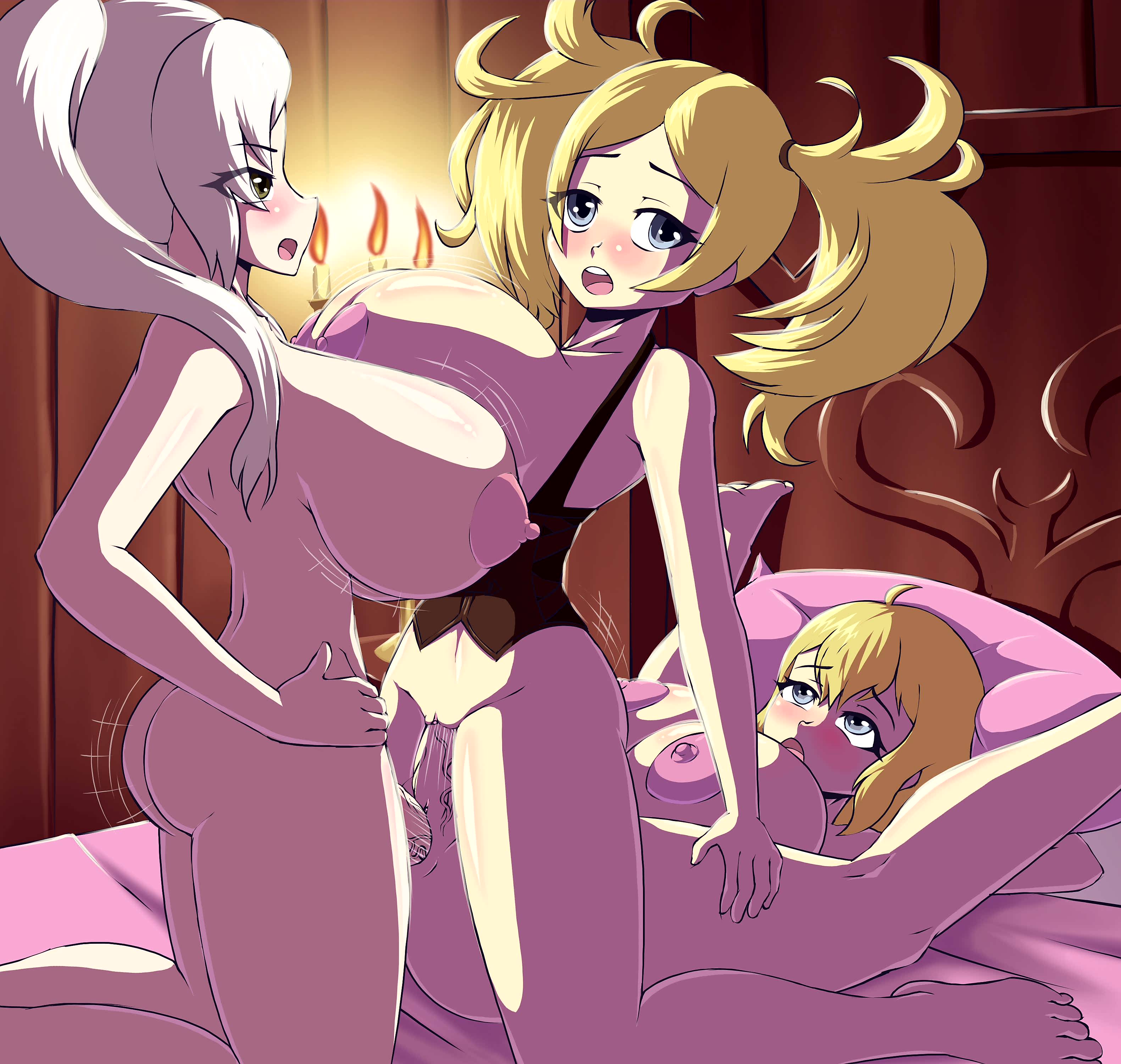 1girls, 2futas, age difference, bed, bosomancer, bouncing breasts, breasts, completely nude, daughter, female, fire emblem, fire emblem awakening, futa on female, futa on futa, futa sans balls, futanari, group, group sex, intersex, legs above head, legs up, lissa (fire emblem), milf, morgan (fire emblem), morgan (fire emblem) (female), mostly nude, naked, nude, nude female, nude futa, reverse cowgirl position, robin (fire emblem), robin (fire emblem) (female), sex, threesome