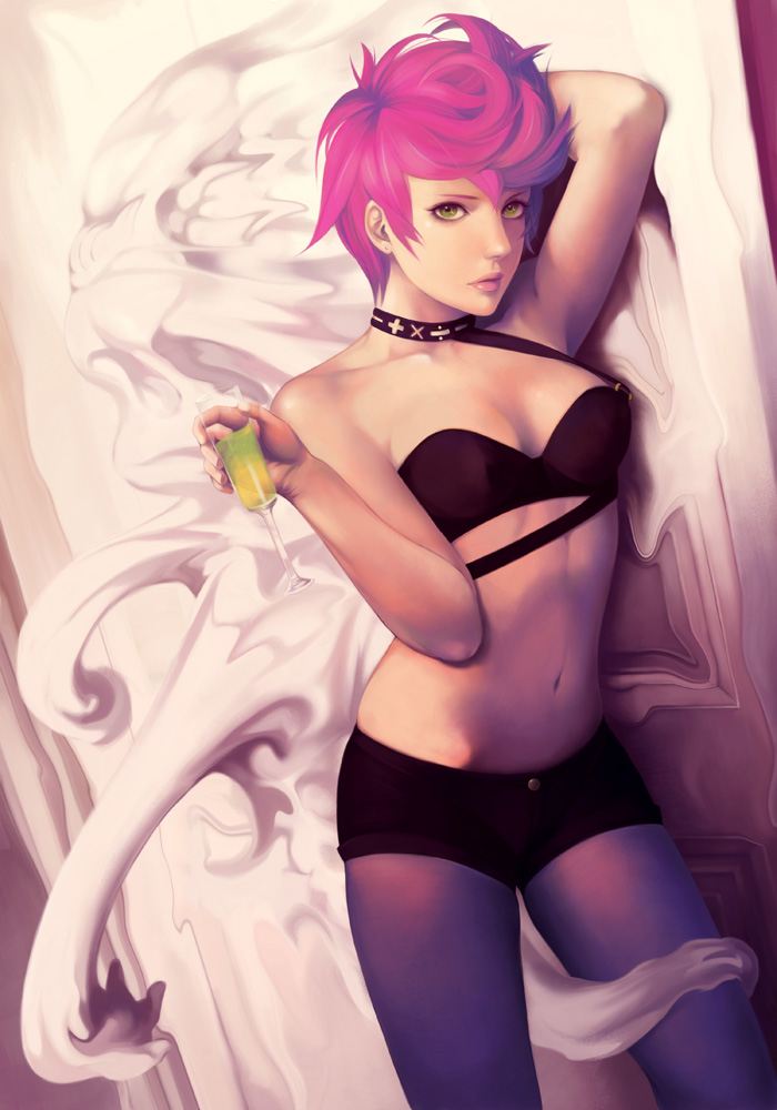 armpits, female, female only, itori (clarice note), jojo's bizarre adventure, pink hair, solo, solo female, toned, toned female, trish una, vento aureo