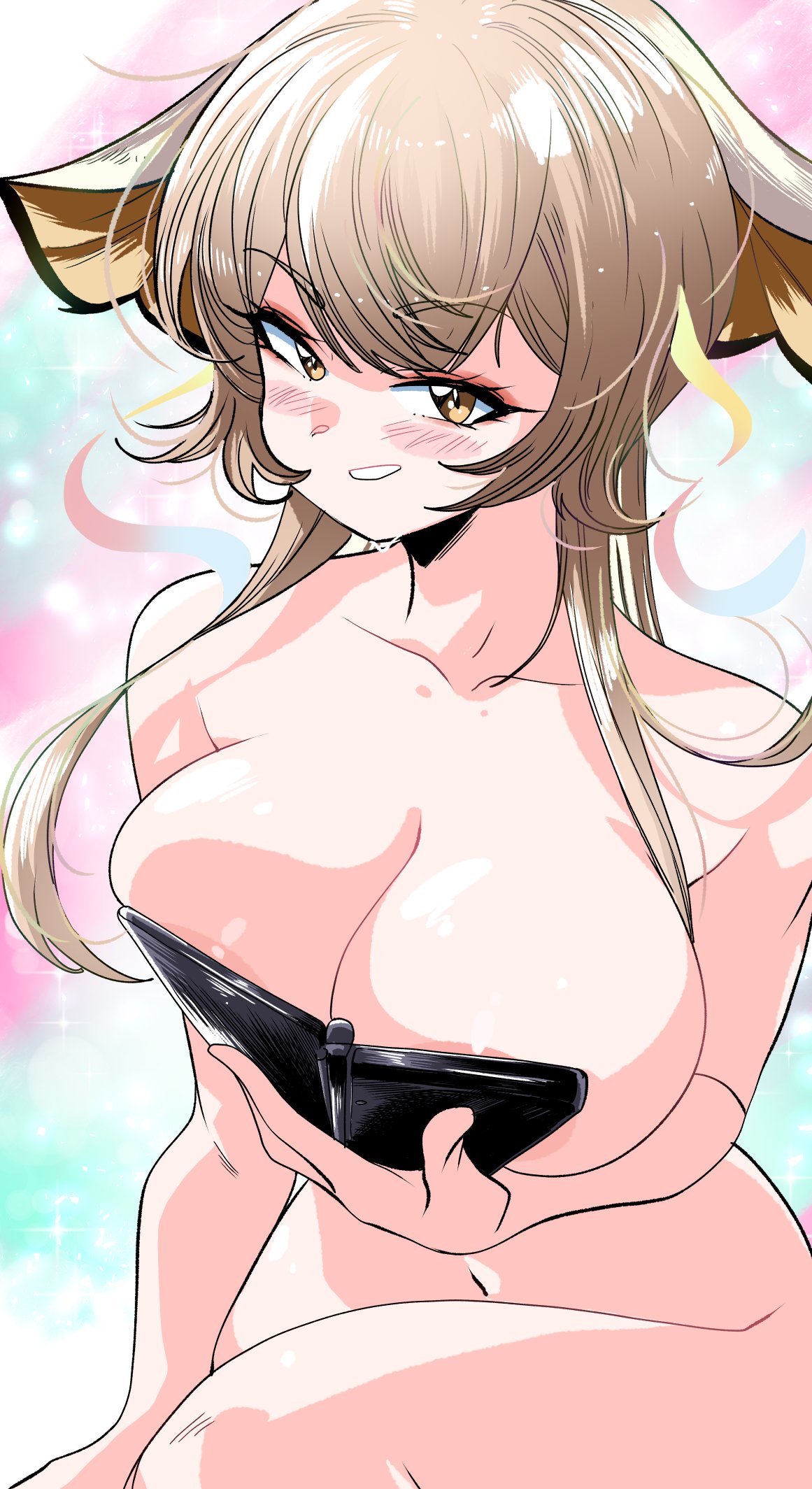 blonde, blonde eyebrows, blonde female, blonde hair, blonde-haired female, blush, blushing at viewer, blushing female, boob squish, boobs, boobs out, breast grab, breast press, breast squeeze, breast squish, breasts, breasts out, bug girl, female, grs-, indie virtual youtuber, indie vtuber, looking at viewer, moth, moth girl, nintendo, nintendo 3ds, nintendo ds, nipple outline, nipple slip, nipples, ouch meme, retro, retro artstyle, sanagi yuzu, smiling, smiling at viewer, smug, smug face, sweat, sweatdrop, sweating, sweaty, sweaty body, virtual youtuber, vtuber, yellow eyes, youtube, youtuber