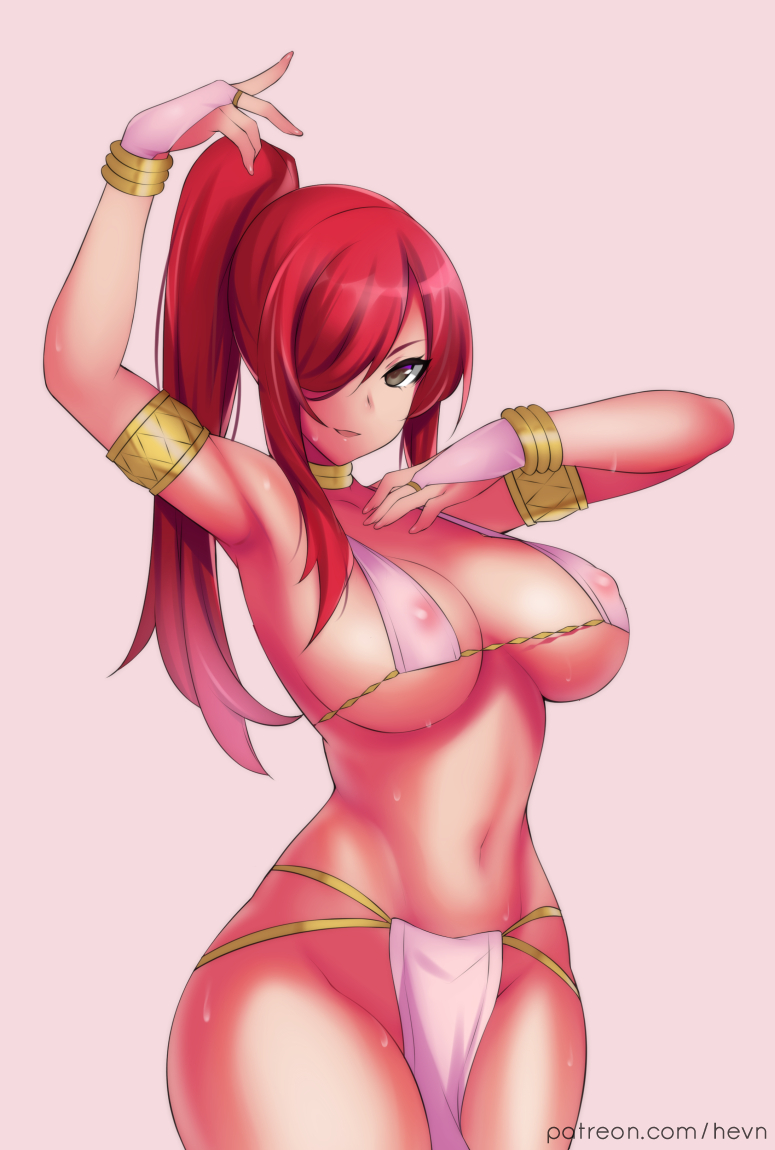 barely_clothed belly_dancer dancer erza_scarlet fairy_tail female_only harem_girl harem_outfit hevn loincloth red_hair solo solo_female