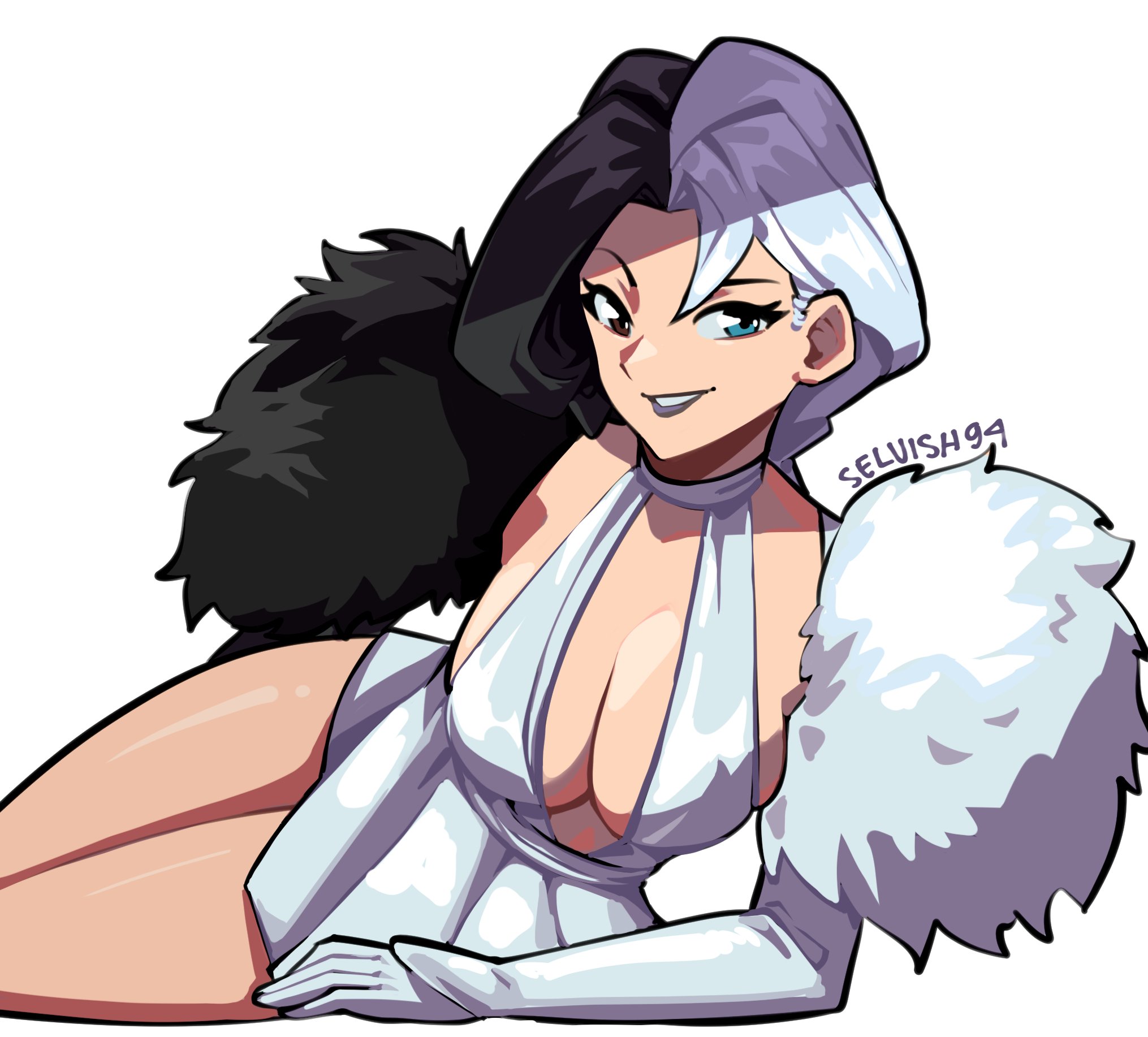 1girls, big breasts, breasts, cleavage, female, female only, heterochromia, luna snow, luna snow (marvel rivals), luna snow (nolaehaneun manyeo), marvel, marvel comics, marvel rivals, selvish94, smile, thick thighs