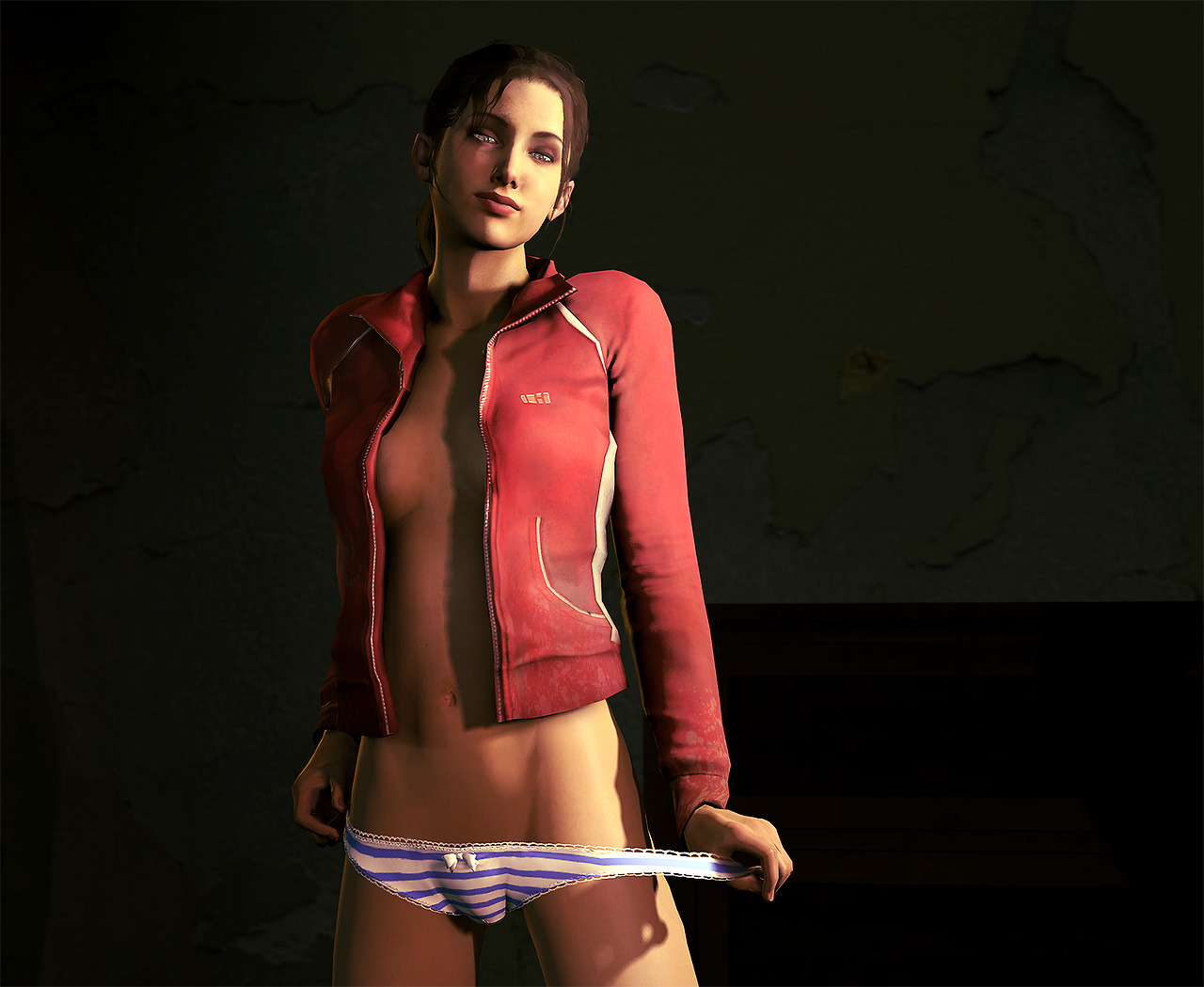 1girls, 3d, artist request, breasts, clothed, female, female only, human, human female, human only, left 4 dead, left 4 dead (series), no bra, panties, solo, solo female, underboob, underwear, undressing, valve corporation, zoey (left 4 dead)