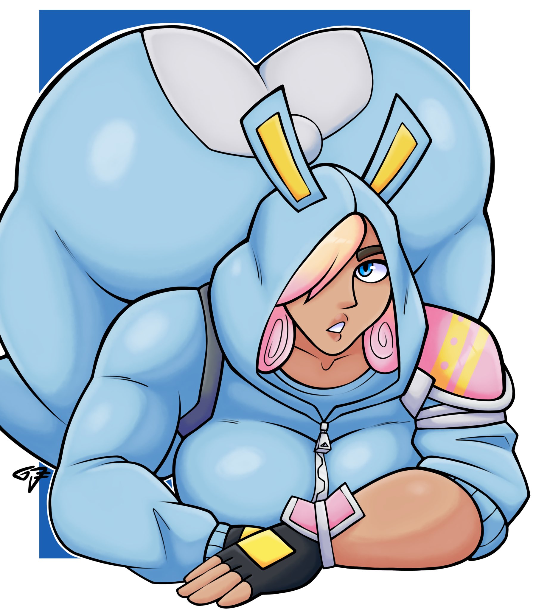 1girls, annoyed, ass, bending over, big ass, big breasts, big butt, blonde hair, blue eyes, breasts, bunny ears, curvaceous, female, female focus, female only, fortnite, fortnite: save the world, gr8p ju1ce, grapejuicerulez, huge ass, huge butt, massive ass, miss bunny penny (fortnite), onesie, penny (fortnite), solo, solo female, tagme, thick thighs, voluptuous