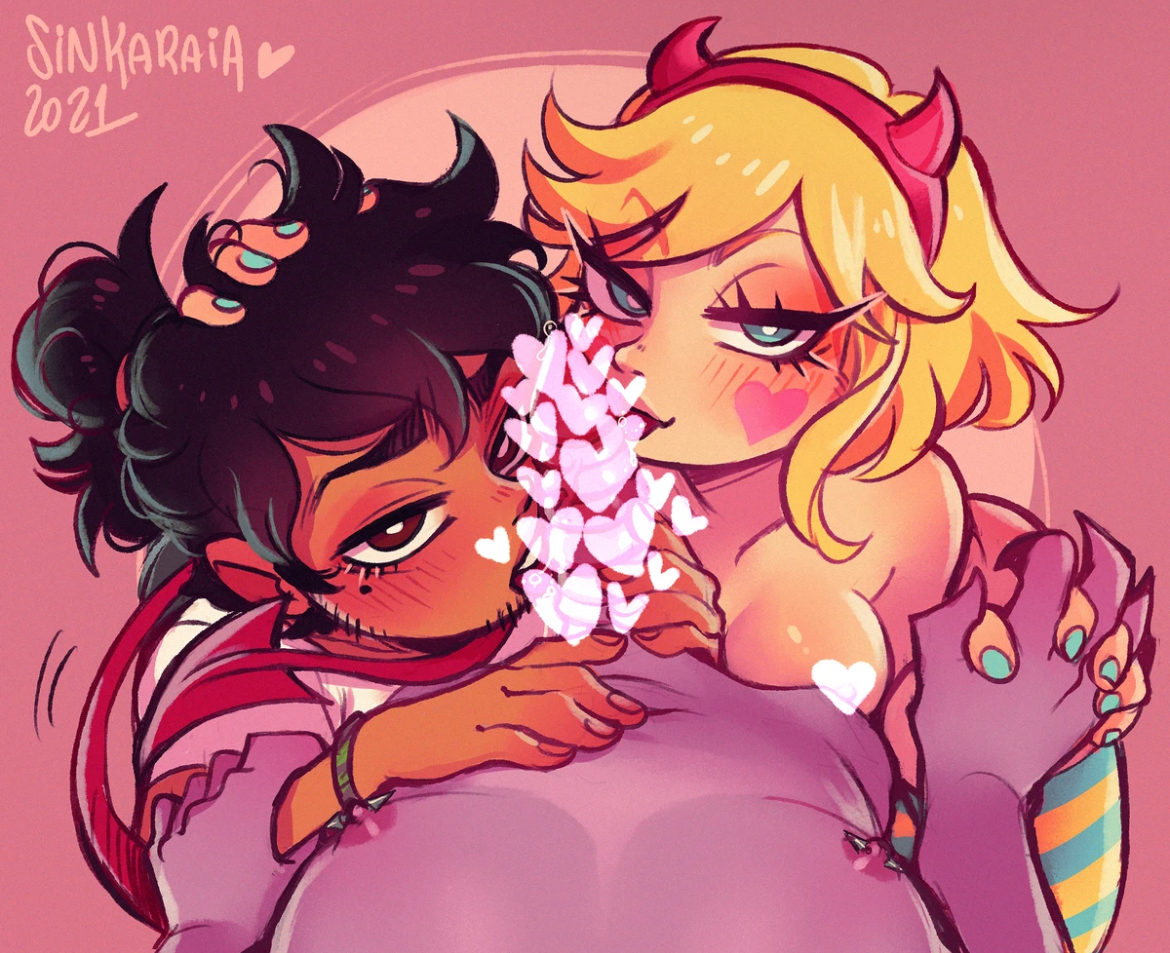2boys, bisexual fellatio, bisexual male, bisexual threesome, blowjob, censored, collaborative fellatio, double blowjob, fellatio, female, female supporting yaoi, holding hands, licking penis, male, marco diaz, nipple piercing, nipples, penis, pierced nipples, piercing, sharing partner, sharing penis, sinkaraia, sintastein, star butterfly, star vs the forces of evil, teamwork, tom lucitor