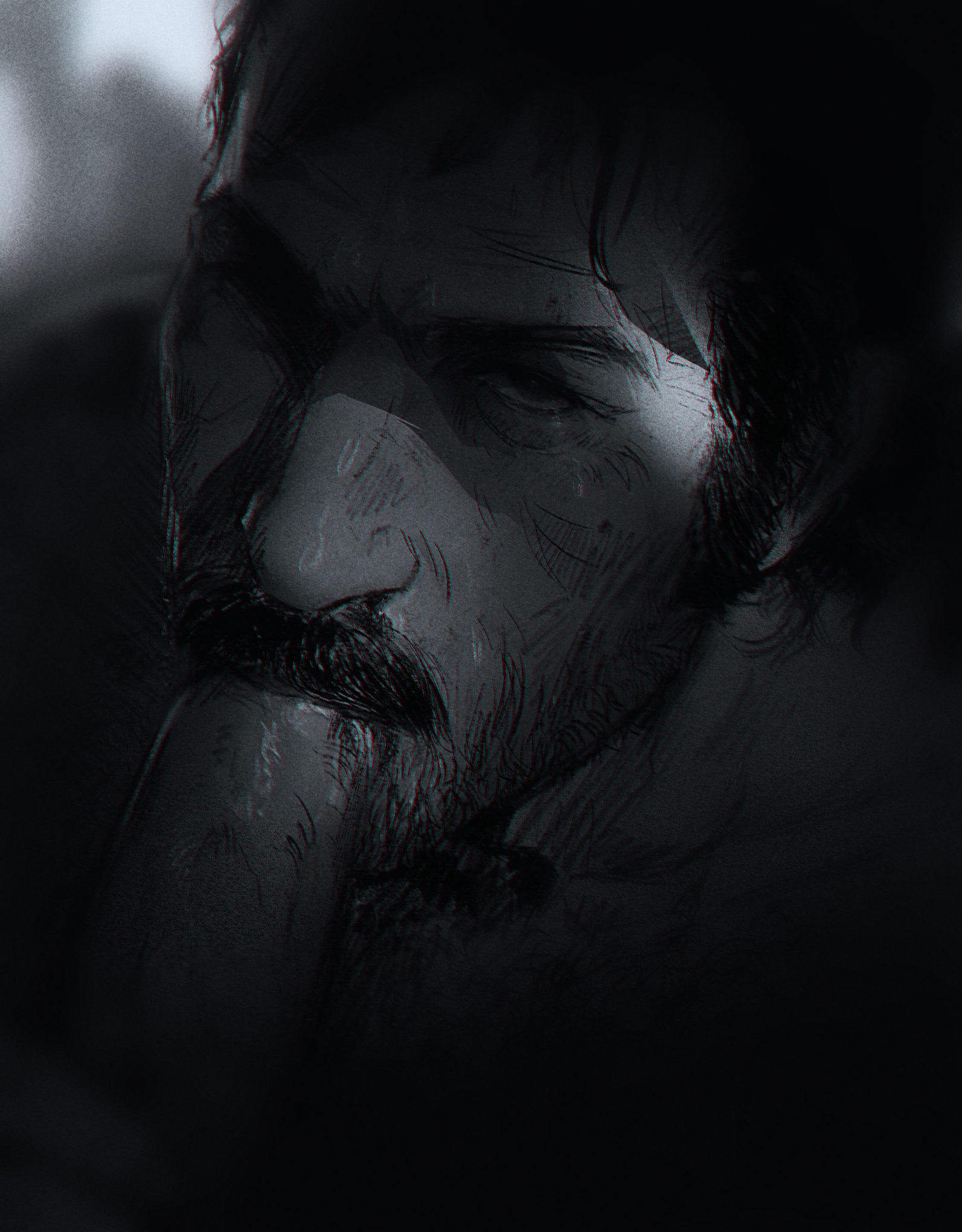 2boys, beard, beard stubble, black and white, blowjob, blush, blushing, cock, dick, dutch van der linde, eye contact, facial hair, gay, gay blowjob, gay male, gumbeywumbey, hair, hairy, hairy male, looking at viewer, male, male only, monochrome, mouth open, mustache, nude, nude male, oral, oral sex, penis, penis in mouth, red dead redemption (series), red dead redemption 2, saliva drip, saliva on penis, shaded, source request, sucking, sucking penis, sweat, sweating, yaoi