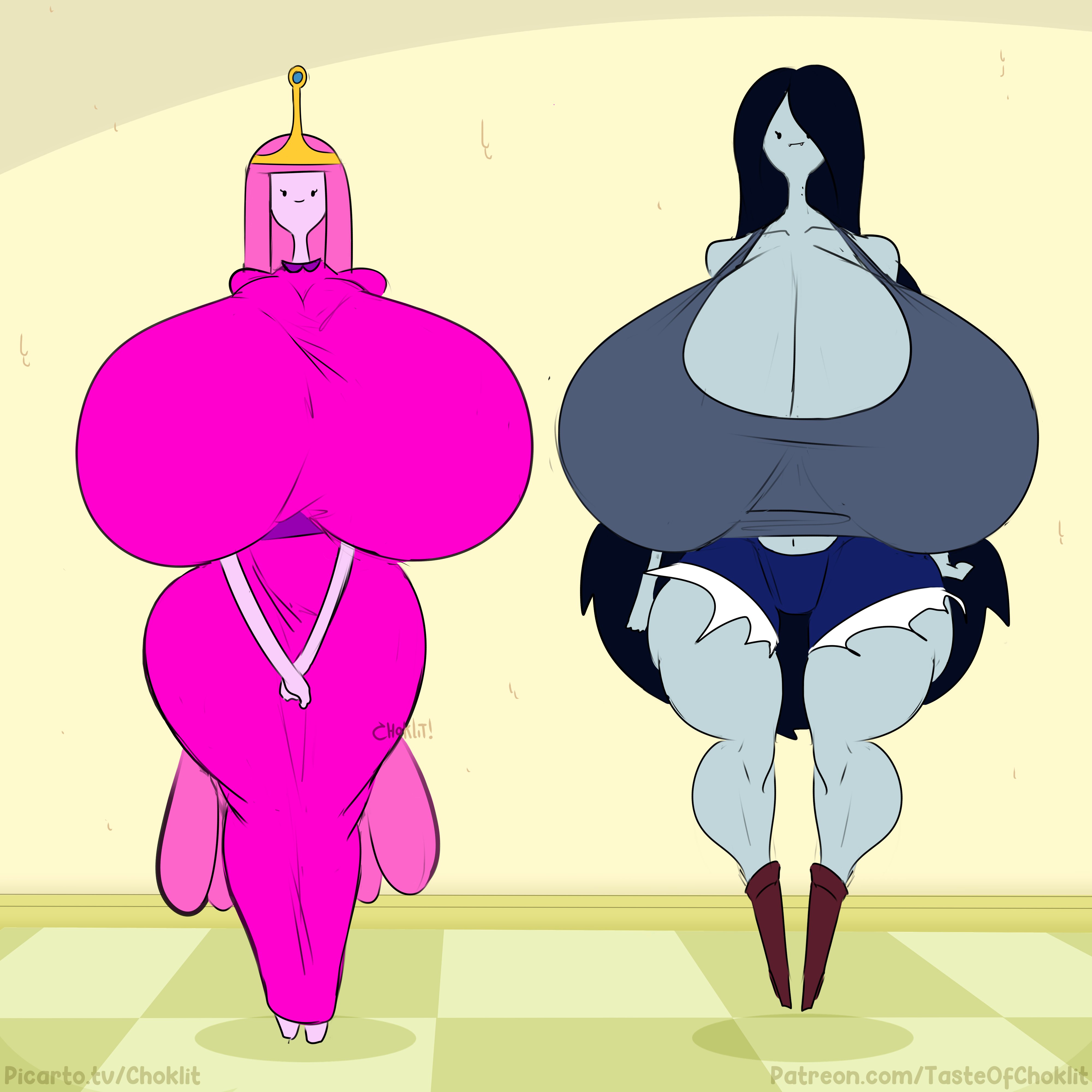 2d, adventure time, big breasts, breasts, breasts bigger than head, cartoon network, enormous breasts, female, full color, fully clothed, huge breasts, jpg, marceline, marceline abadeer, marceline the vampire queen, no penetration, princess bubblegum, tagme, tasteofchoklit, twitter link