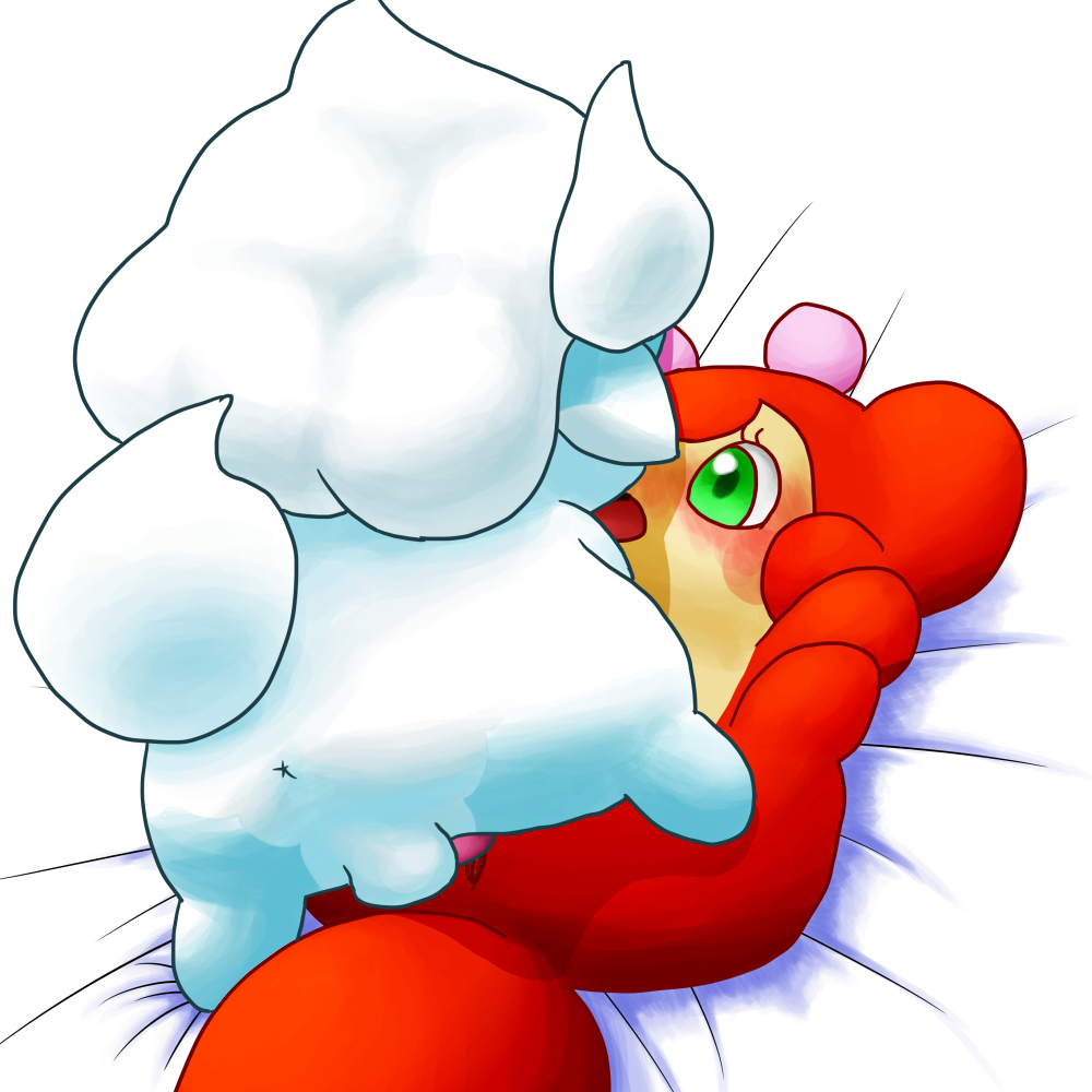 1:1 anthro anthro_on_anthro anus ass bed_sheet bedding blue_fur blush cocotama duo featureless_limbs female fur green_eyes himitsu_no_cocotama lying male mishiru multicolored_fur nude on_back open_mouth parine penis pussy red_fur sex straight tan_fur two_tone_fur white_fur 九尾