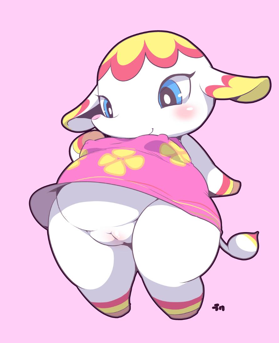 1girls animal_crossing anthro bbn blush bottomless breasts clothed clothing elephant elephantid female mammal margie_(animal_crossing) nintendo nipple_outline proboscidean pussy simple_background small_breasts smile solo trunk video_games woory