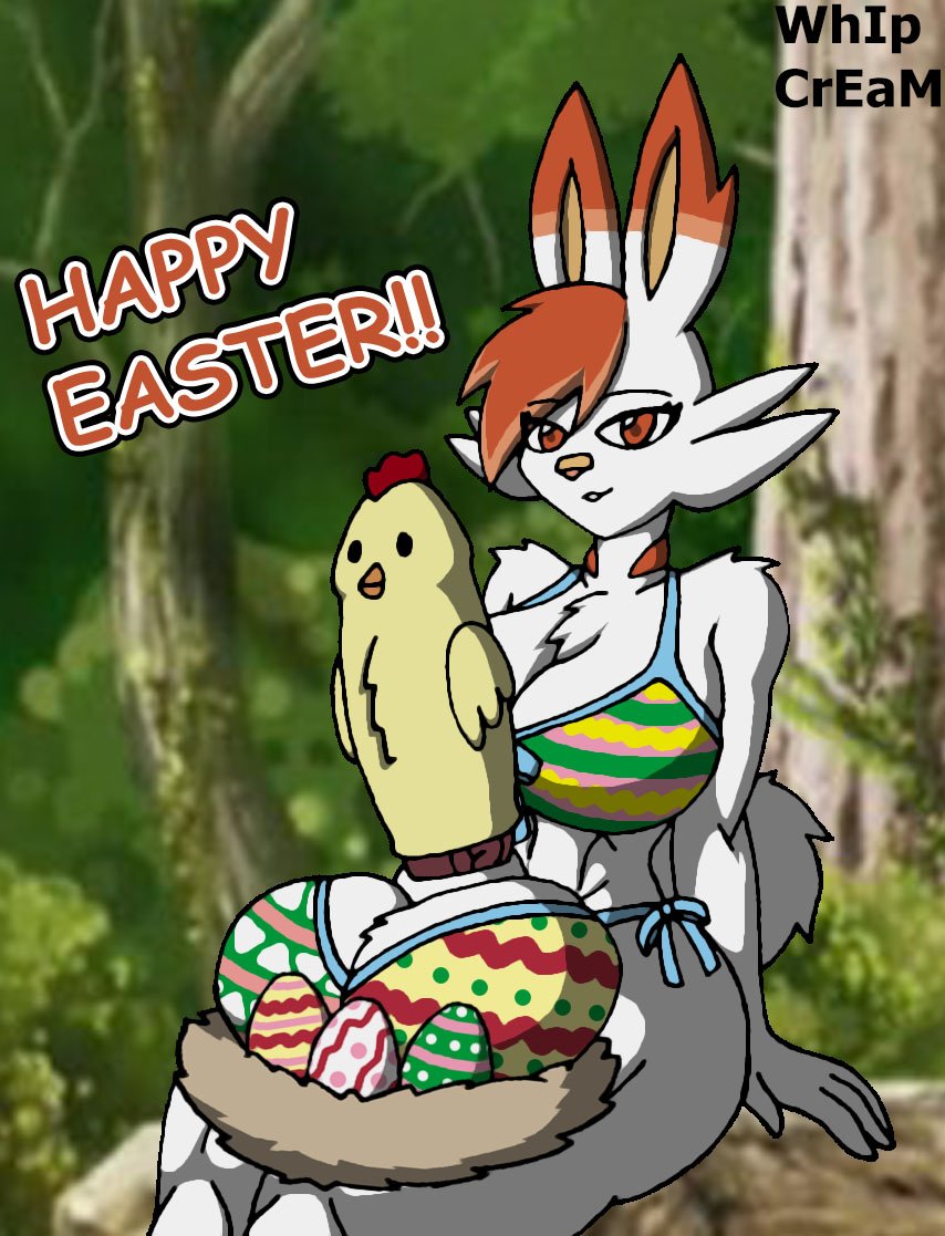 1futa abs anthro anthrofied big_ears bikini cleavage clothing dickgirl easter easter_egg egg erection eye_contact eyelashes forest furry futa_only futanari green_background hair_over_one_eye half-closed_eyes holidays huge_breasts hyper hyper_penis intersex long_ears looking_at_viewer nintendo orange_fur orange_hair original_character outdoors penis pokémon_(species) pokemon pokemon_ss scorbunny sheath short_hair sitting smile sock solo swimwear tail teeth text thick_thighs veins veiny_penis video_games watermark whipcream50 white_fur wide_hips