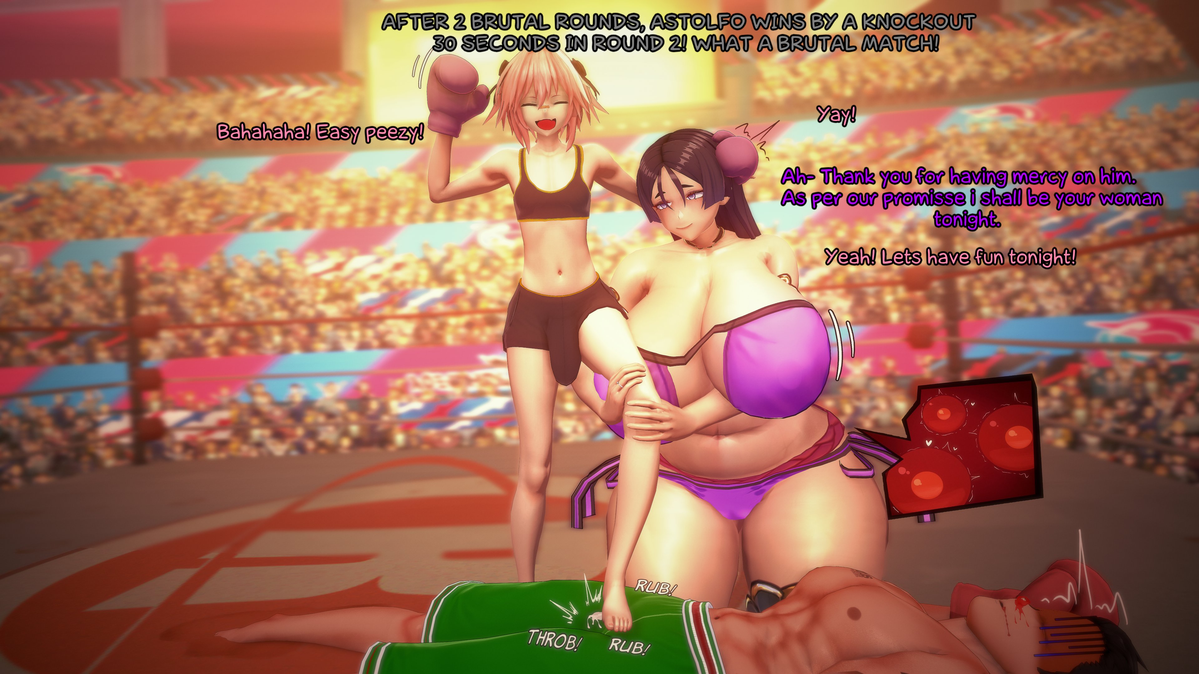 1girls, 2boys, astolfo (fate), baobabz, breasts, cheating, cucked by femboy, english text, fate (series), fate/grand order, female, femboy, femboy on female, femboydom, hung femboy, hung trap, koikatsu, male, minamoto no raikou (fate/grand order), multiple males, multiple penises, netorare, ntr, penis, small but hung, tagme, text, virility difference