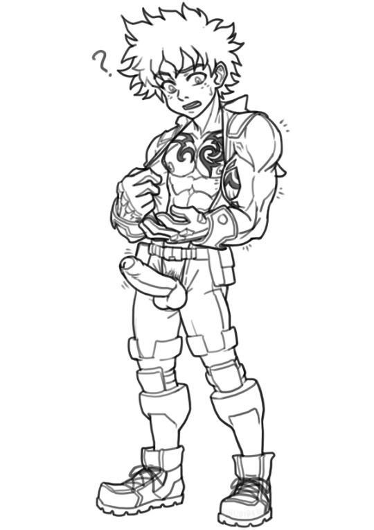 boner, erection, foreskin, izuku midoriya, male, male only, monochrome, muscle growth, muscles, muscular, muscular male, my hero academia, partially retracted foreskin, penis, retracted foreskin, schizoid, solo, solo male, torn clothes, tribal tattoo, uncircumcised