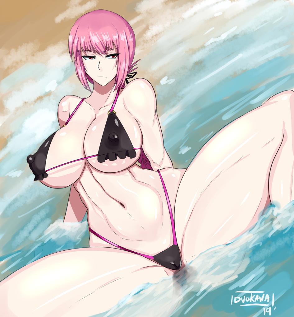 1girls, bikini, breasts, cleavage, duo kawa, fate (series), fate/grand order, female, female only, florence nightingale (fate), large breasts, solo, spread legs