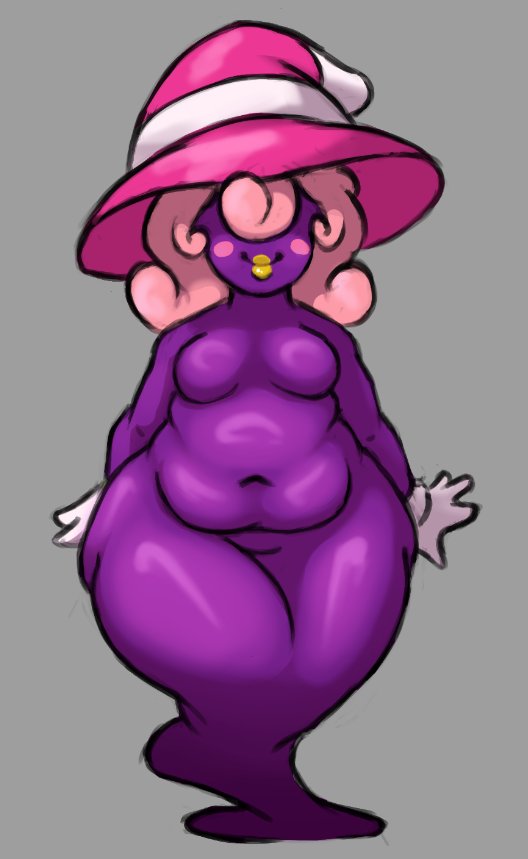 1girl, 1girls, big xande, chubby, chubby female, fat, fat female, female, front view, mario (series), paper mario: the thousand-year door, pink hair, purple skin, solo, solo female, tagme, vivian (paper mario), yellow lipstick