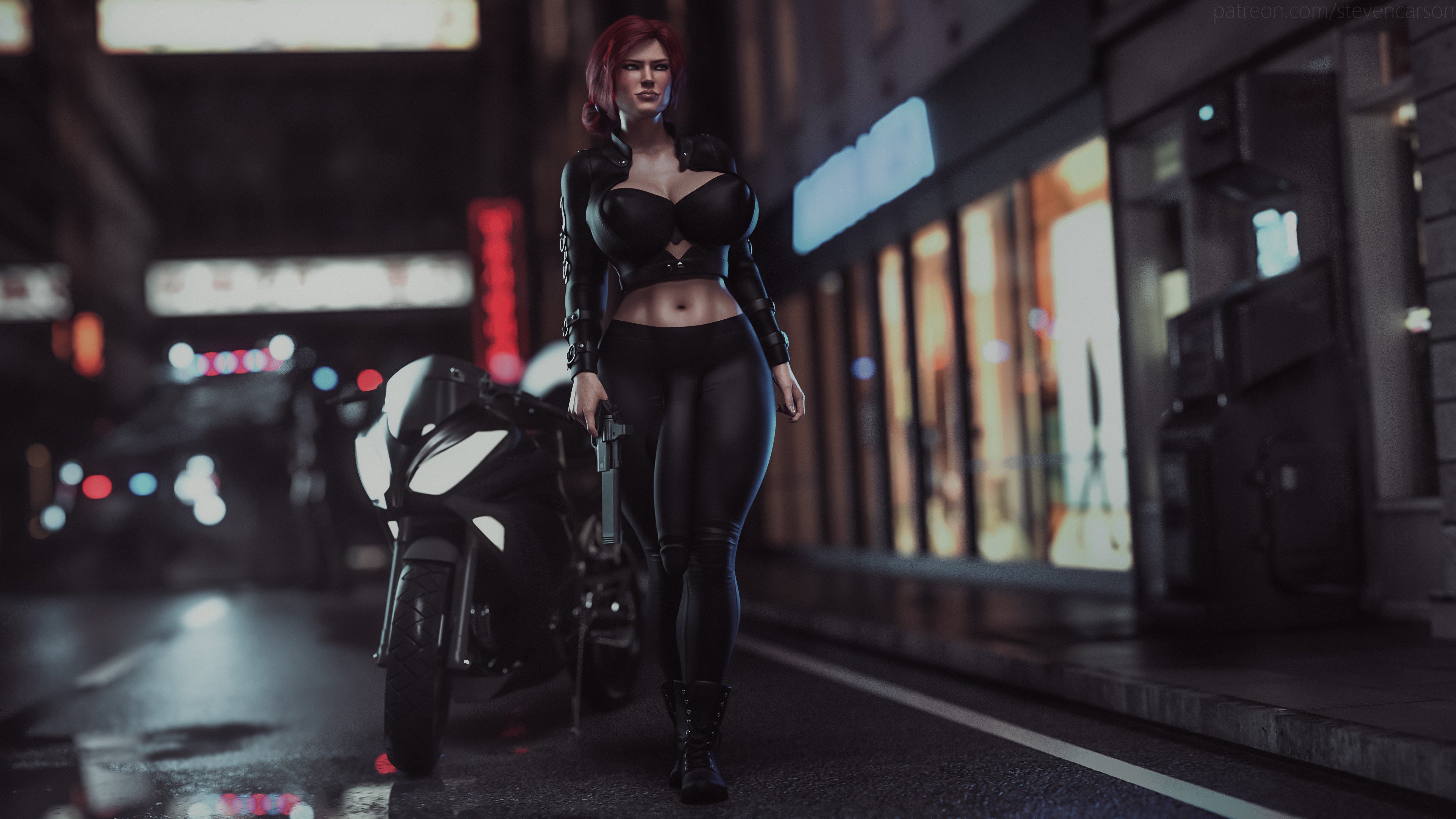 1futa, 3d, abs, absurdres, balls, balls bulge, balls under clothes, breasts, bulge, cameltail, cd projekt red, cleavage, cock sleeve (clothes), curvy, erect nipples, flaccid, futa only, futa sans pussy, futanari, highres, huge breasts, huge cock, hyper, hyper penis, impossible clothes, intersex, leather, leather jacket, nipple bulge, nipples, penis, penis bulge, penis under clothes, realistic, solo, solo futa, stevencarson, the witcher, the witcher (series), the witcher 2, the witcher 3: wild hunt, triss merigold, wide hips