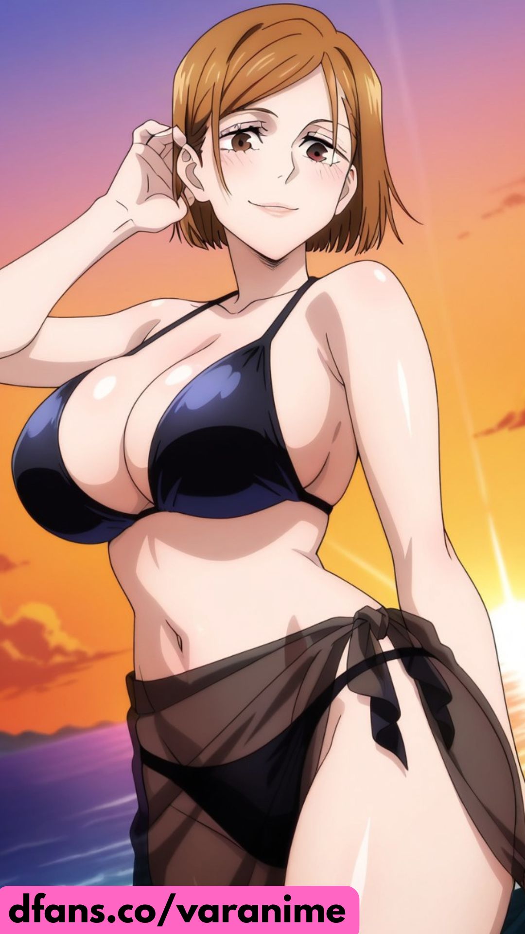 1girls, ai generated, big breasts, female, female only, goddess, huge breasts, jujutsu kaisen, kugisaki nobara, nobara kugisaki, see-through, see-through panties, short hair, solo