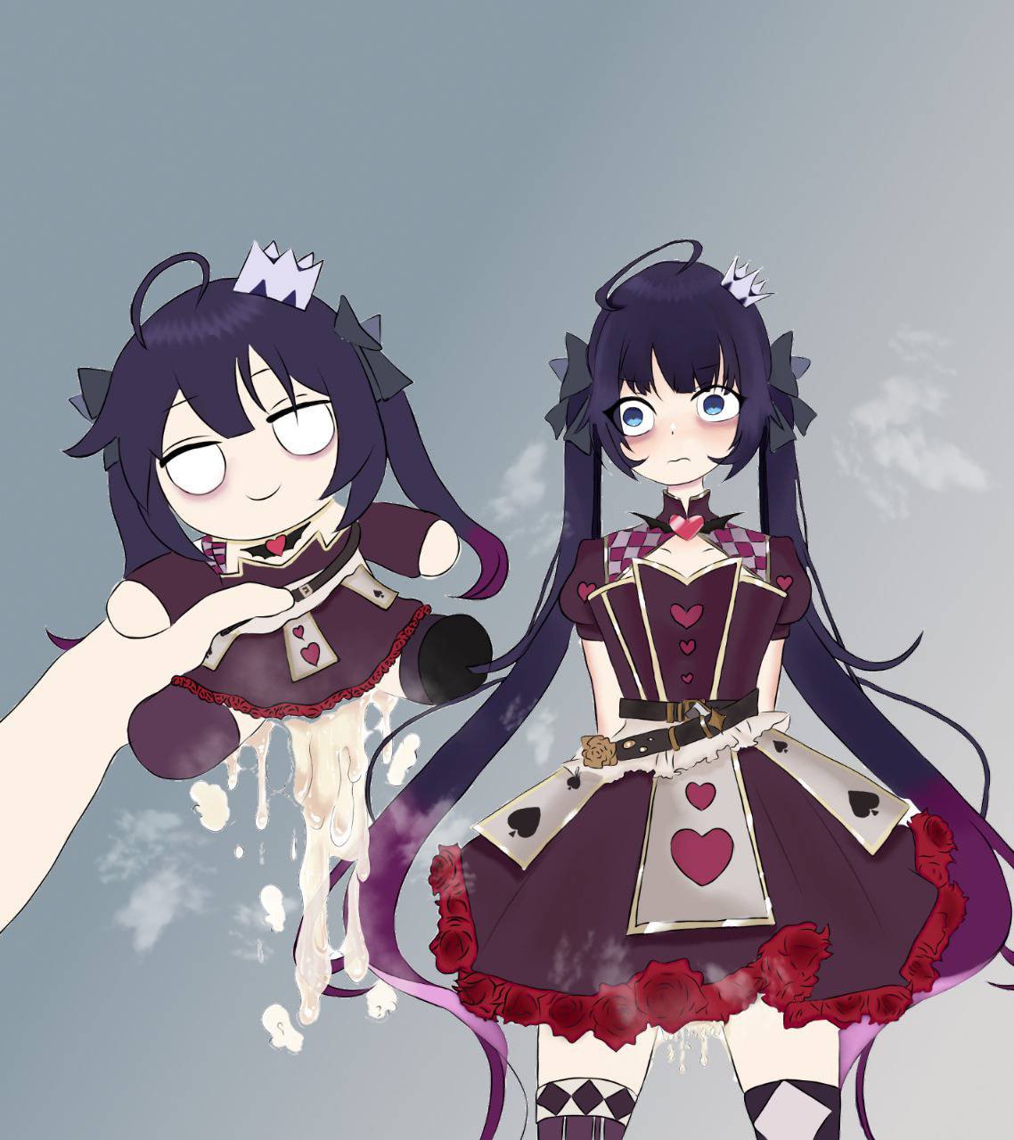 1girls, blush, breasts, cum, cum inside, dress, female, fumo (doll), fumo plush, indie virtual youtuber, latam virtual youtuber, light skin, light-skinned female, long hair, long pigtails, meme, plushie, plushophilia, purple hair, slim female, small breasts, sparkle doll meme, twintails, virtual youtuber, voodoo doll, vtuber, vtuberfanart, yamu rozenheart, young, younger female