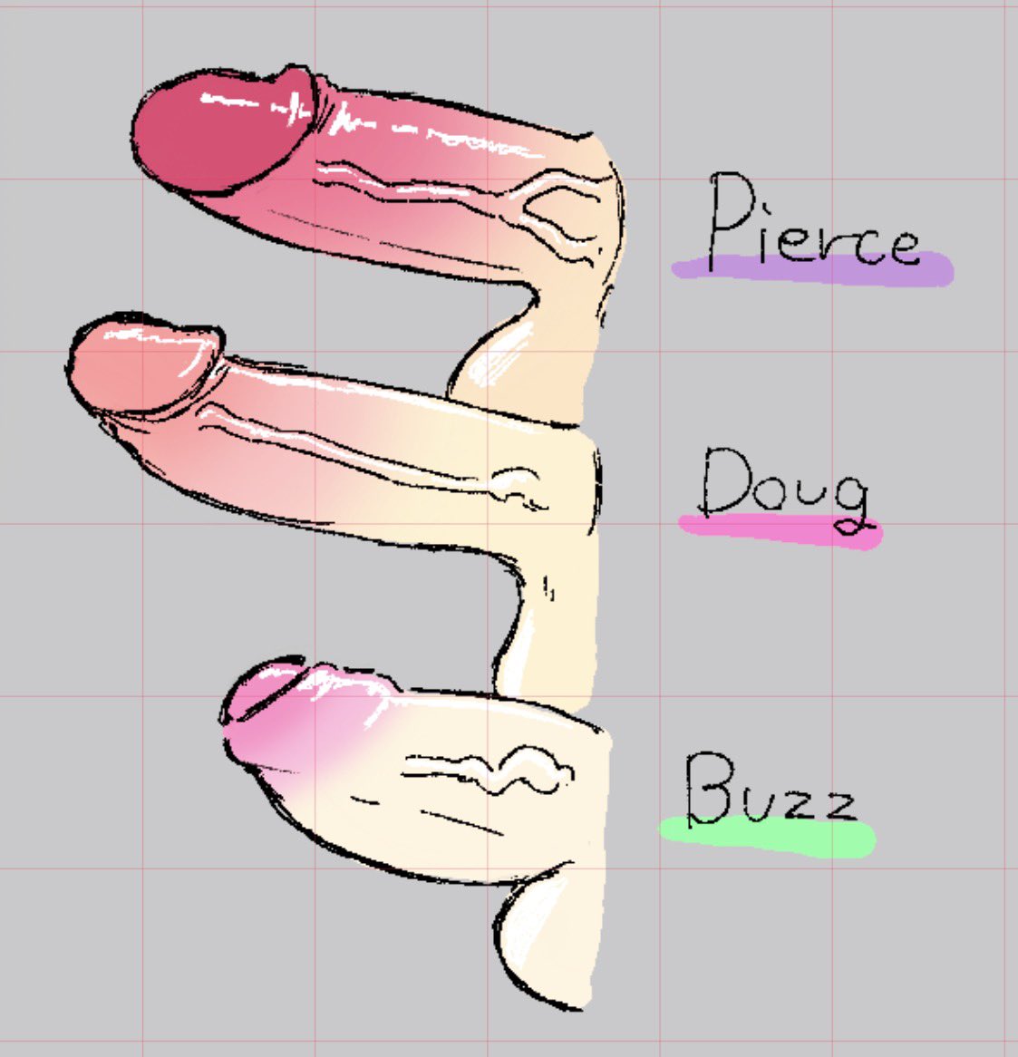 balls ballsack bara brawl_stars buzz_(brawl_stars) cocks comparing comparing_penis cut cut_penis dicks dinosaur doug_(brawl_stars) muscular penis_size_chart penis_size_comparison penises pierce_(brawl_stars) uncut uncut_cock uncut_penis veiny veiny_cock veiny_dick veiny_penis