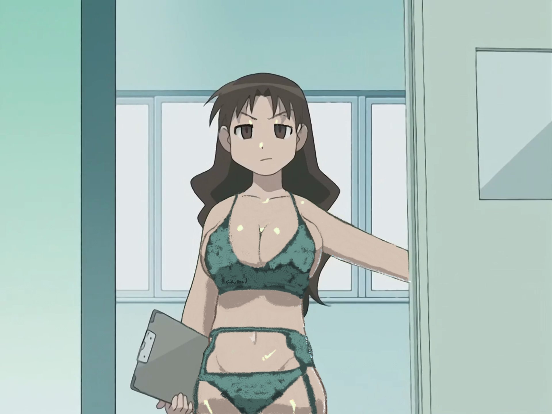 azumanga daiou, edit, edited screencap, female, fukutoad, garter belt, lingerie, yukari tanizaki