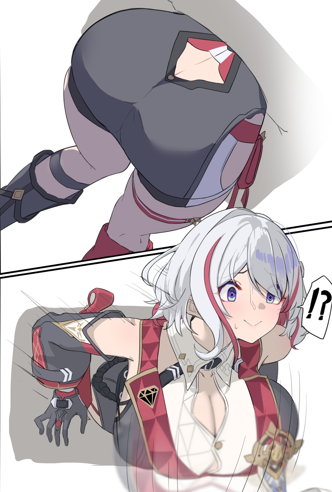 2025, artist request, ass, big breasts, blue eyes, honkai (series), honkai: star rail, hoyoverse, huge breasts, stuck in wall, tagme, thick, thick ass, topaz (honkai: star rail), white hair