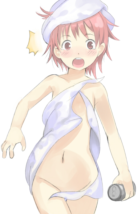 blush can komoe_tsukuyomi navel pink_hair surprised to_aru_majutsu_no_index towel tsukuyomi_komoe wardrobe_malfunction yana