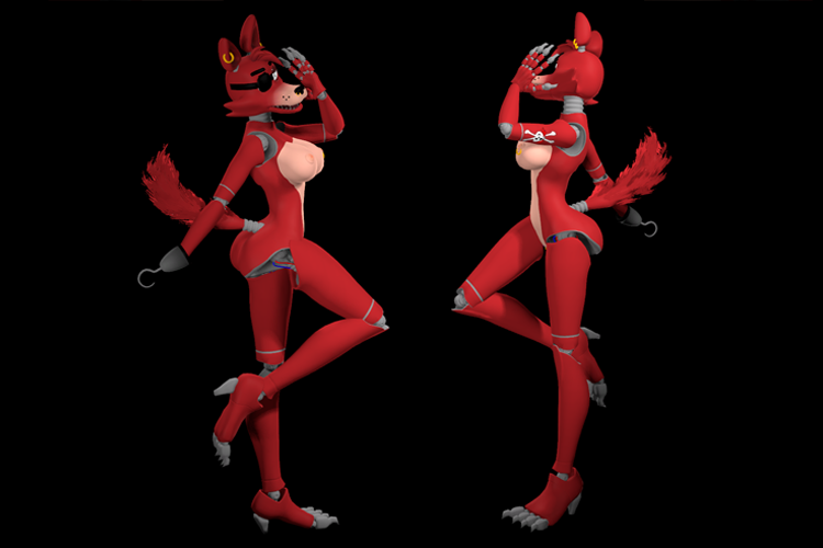 3d animatronic disembowell_(artist) eye_patch five_nights_at_freddy's foxy foxy_(disembowell) foxy_(fnaf) rule_63 solo tagme