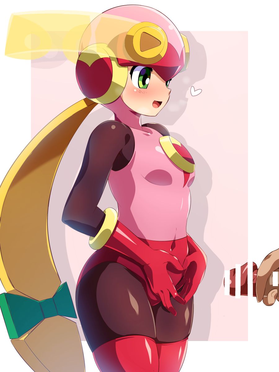 1boy 1girls bodysuit gloves helmet konpeto leotard mega_man mega_man_battle_network partial_male penis roll.exe thighhighs wide_hips