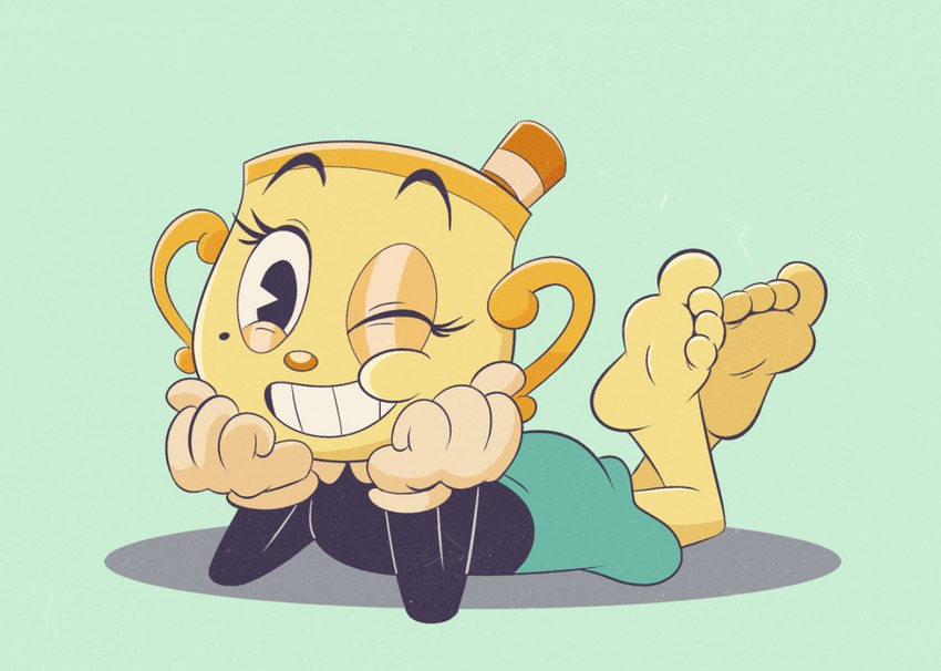 cuphead:_the_delicious_last_course cuphead_(game) feet looking_at_viewer ms._chalice porcelain_skin yellow_skin