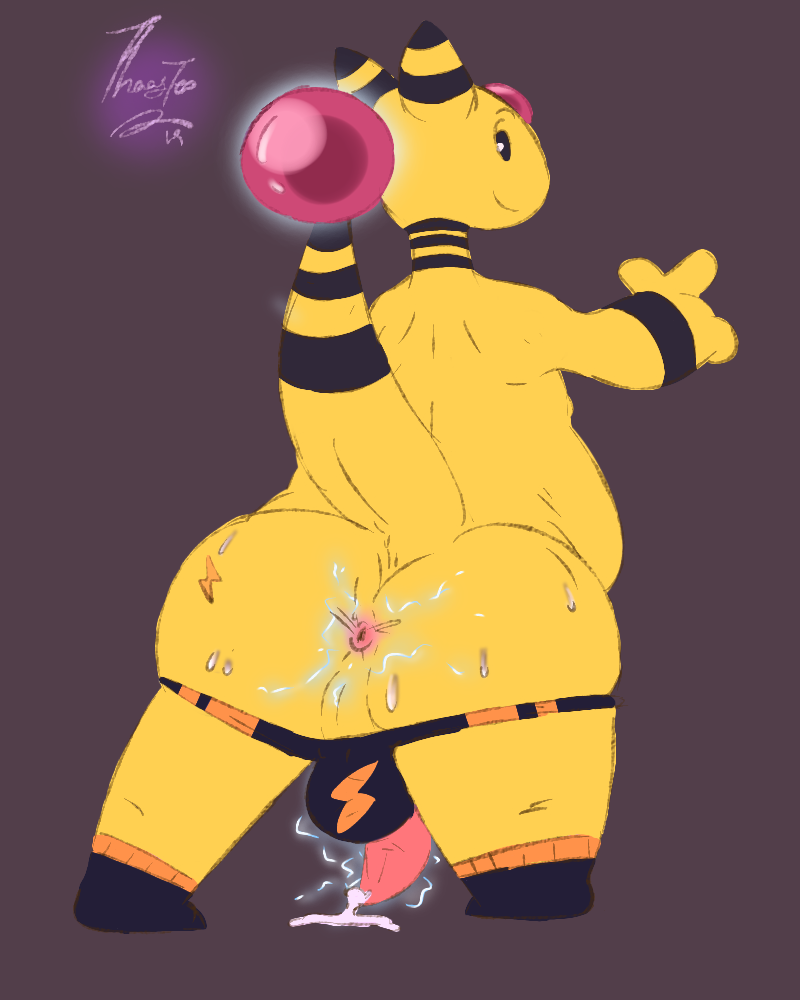 1boy 2019 4:5 ampharos anthro anthrofied ass back ball belly big_belly black_eyes bodily_fluids chubby clothing cum electricity eye_contact feet furry genital_fluids large_ass legwear looking_at_viewer looking_back male male_only nintendo no_humans original_character overweight penis pokémon_(species) pokemon pokemon_(species) pokemon_gsc sheep simple_background skull smile socks standing sweat tail testicles text thaasteo thick_thighs topless underwear video_games watermark wide_hips yellow_fur yellow_skin