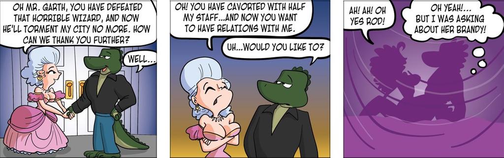 alligator curtains dialogue english_text gamecreature green_scales instant_loss_2koma interspecies large_breasts rod_garth silhouette text white_hair