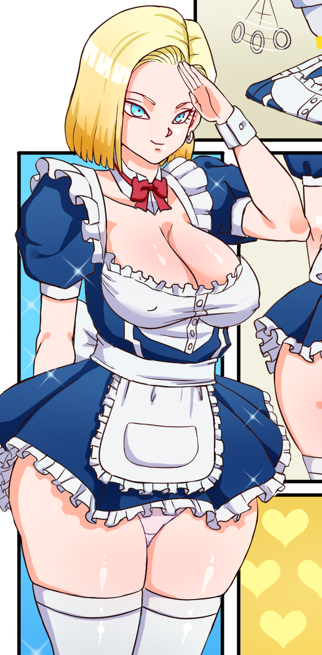 1girls, android 18, ass, blonde hair, blue eyes, breasts, cameltoe, cleavage, curvy, dragon ball, erect nipples, female, female only, huge areolae, huge ass, huge breasts, maid, mind control, nipples, pinkpawg, puffy nipples, pussy, revealing clothes, short hair, thick lips, thighhighs, uniform, voluptuous, wide hips