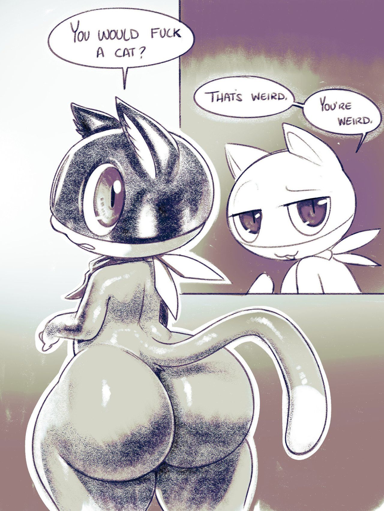 1boy, anthro, ass, atlus, big ass, english text, felid, feline, femboy, looking back, male, male only, morgana (persona), persona, persona 5, shin megami tensei, solo, sqoon, tagme, text, thick ass, thick thighs, wide hips