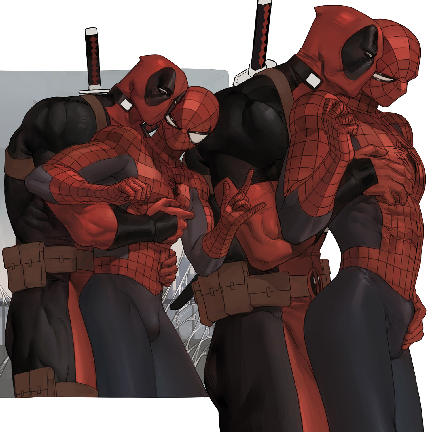 bulge, bulge fondling, bulge frottage, bulge rubbing, bulge through clothing, deadpool, dry humping, gay, gay domination, humping, humping ass, imminent anal, imminent penetration, imminent rape, imminent sex, lkikai, male, male only, male/male, marvel, marvel comics, penis, peter parker, rubbing ass, rubbing ass on penis, rubbing penis, spider-man, spider-man (series), wade wilson