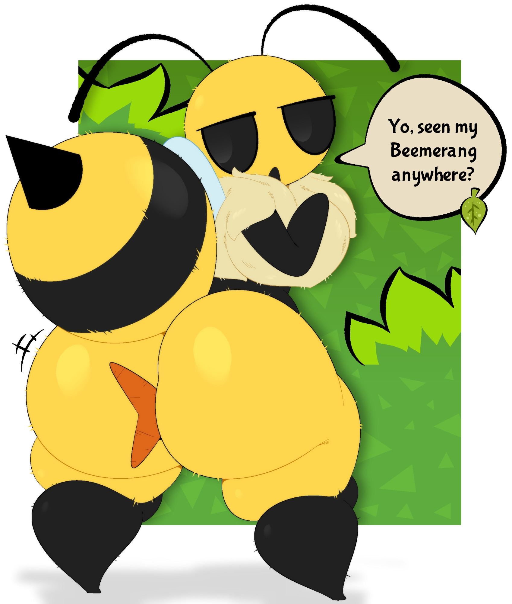 1girls, ass, ass focus, bee, big ass, bug fables, dialogue, ekkoroya, female, tagme, text, vi (bug fables)